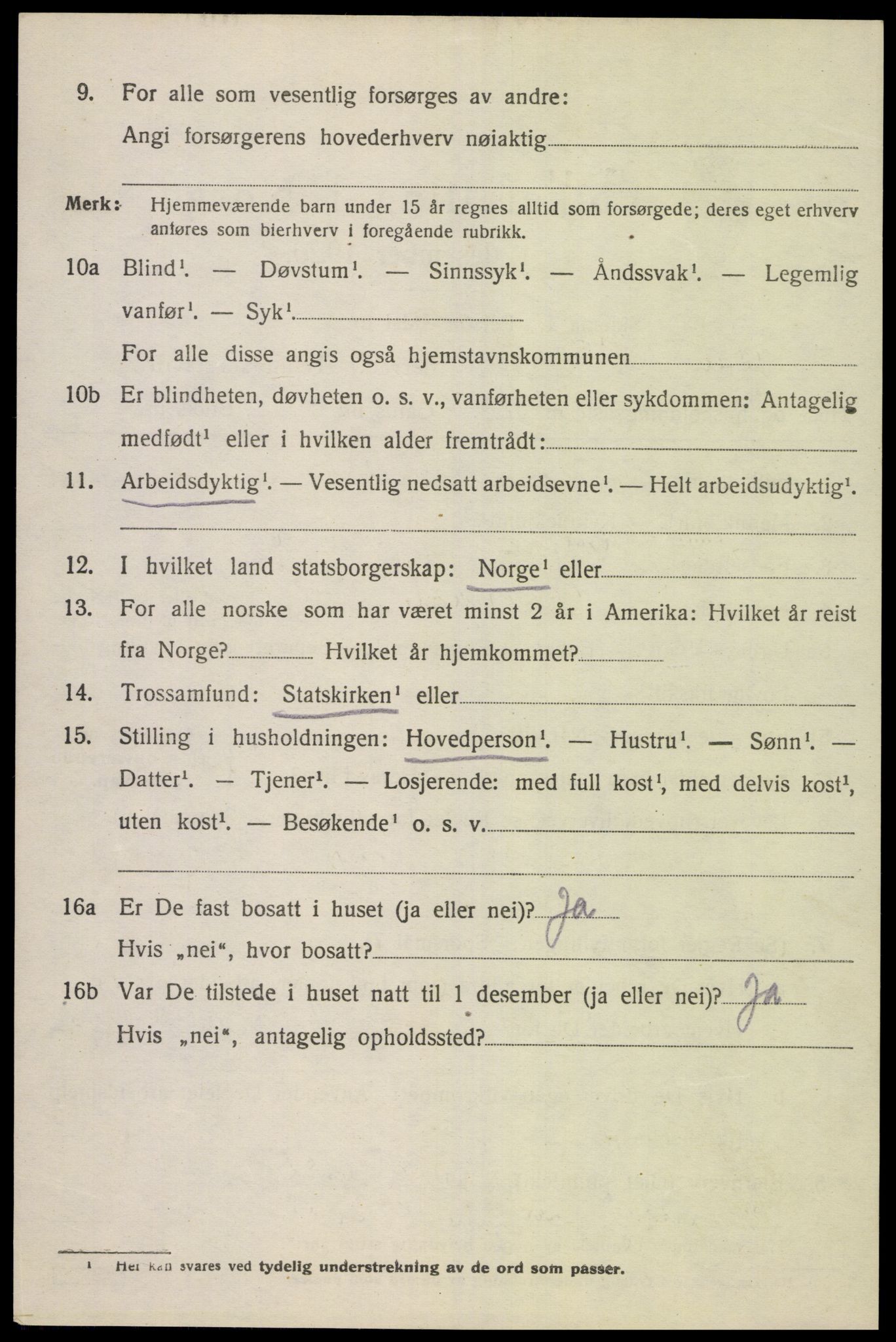 SAK, 1920 census for Spangereid, 1920, p. 2206