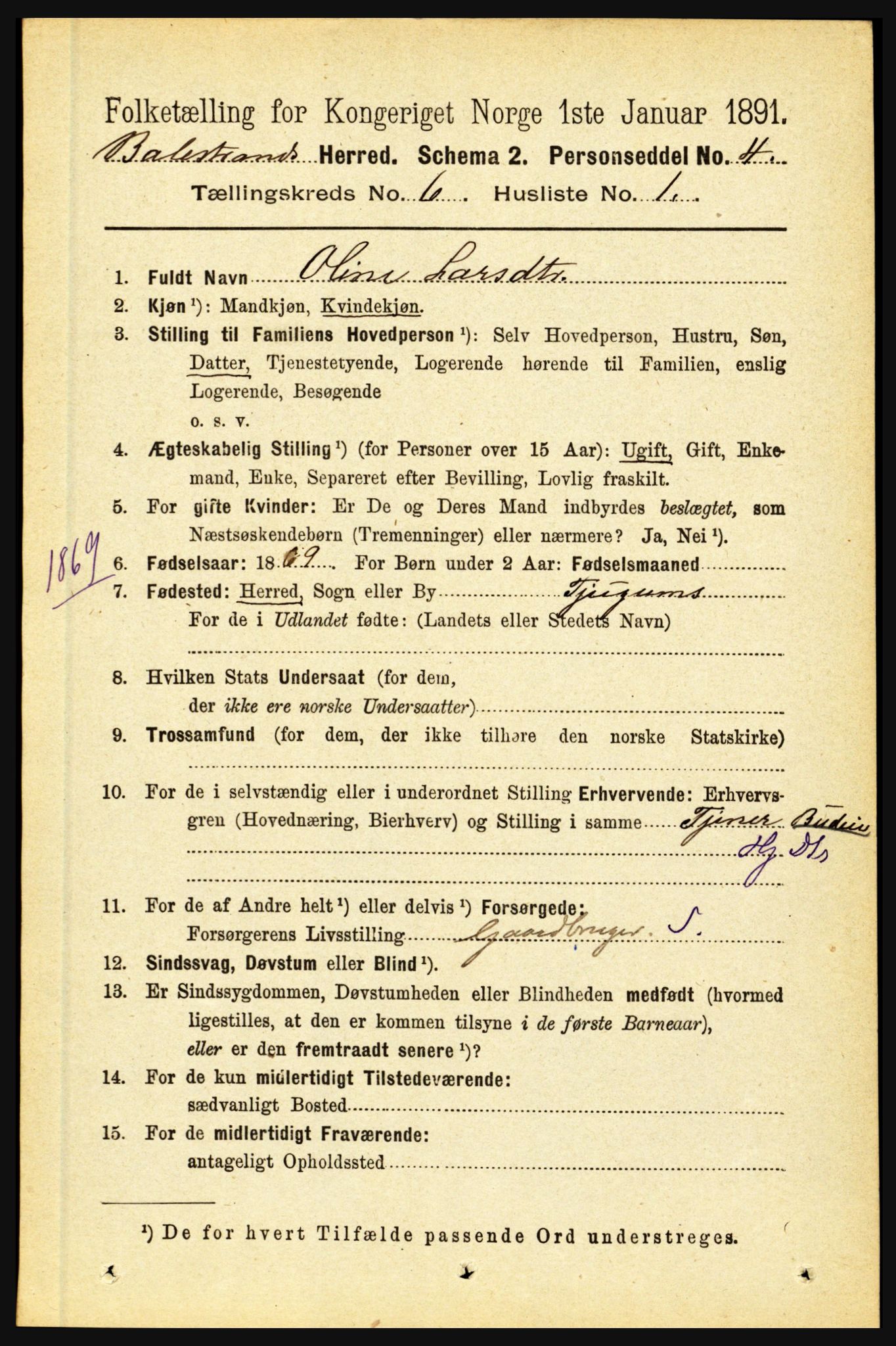 RA, 1891 census for 1418 Balestrand, 1891, p. 1362