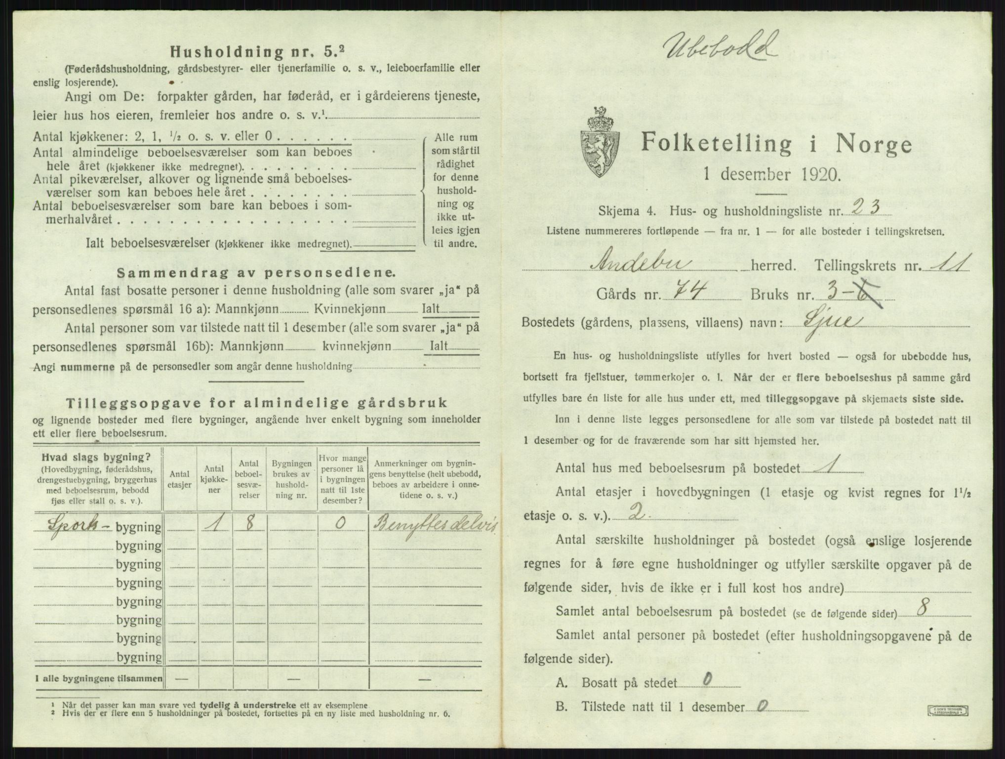 SAKO, 1920 census for Andebu, 1920, p. 635
