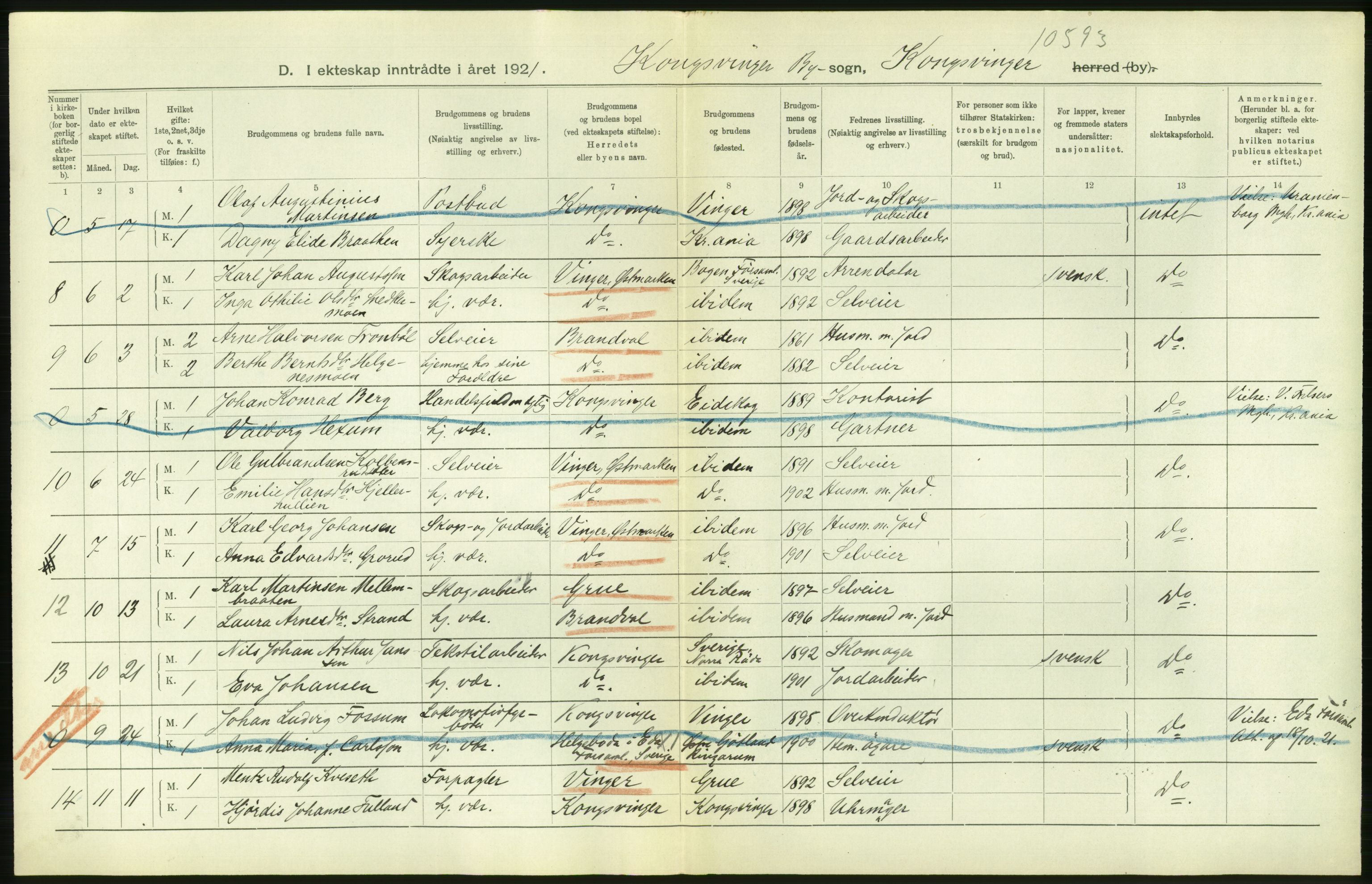 Statistisk sentralbyrå, Sosiodemografiske emner, Befolkning, RA/S-2228/D/Df/Dfc/Dfca/L0015: Hedemark fylke: Levendefødte menn og kvinner. Byer, 1921, p. 330