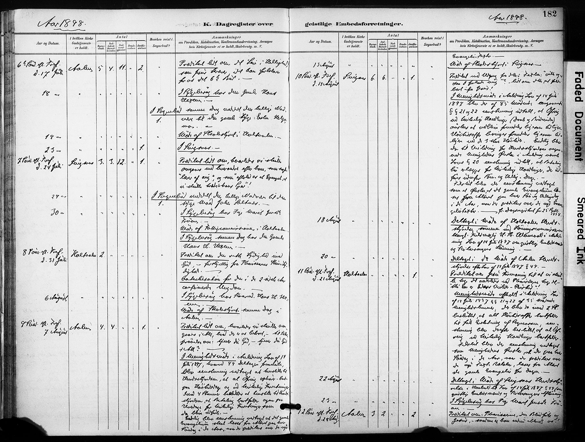 Ministerialprotokoller, klokkerbøker og fødselsregistre - Sør-Trøndelag, AV/SAT-A-1456/685/L0973: Parish register (official) no. 685A10, 1891-1907, p. 182