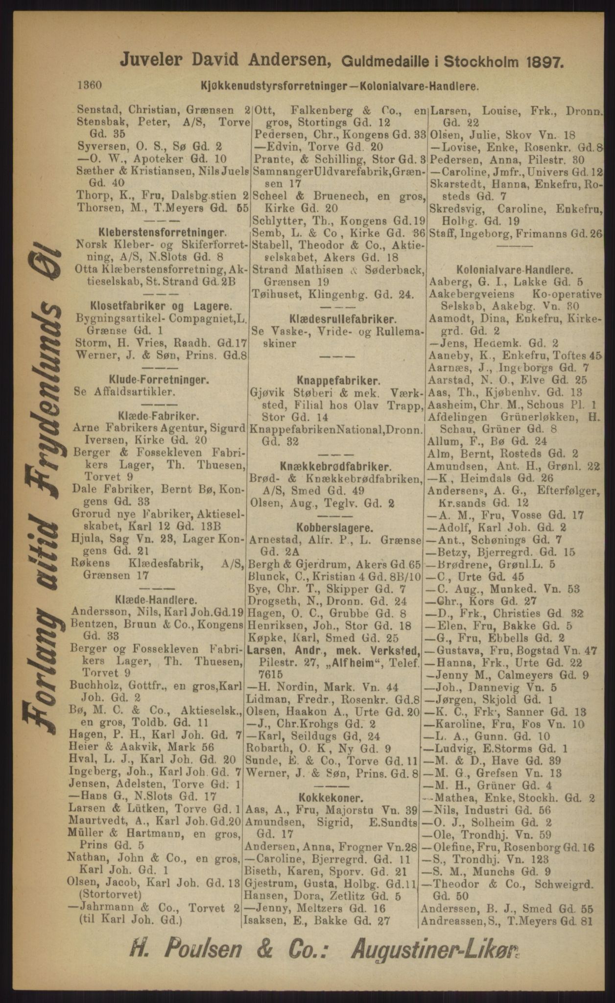 Kristiania/Oslo adressebok, PUBL/-, 1903, p. 1360