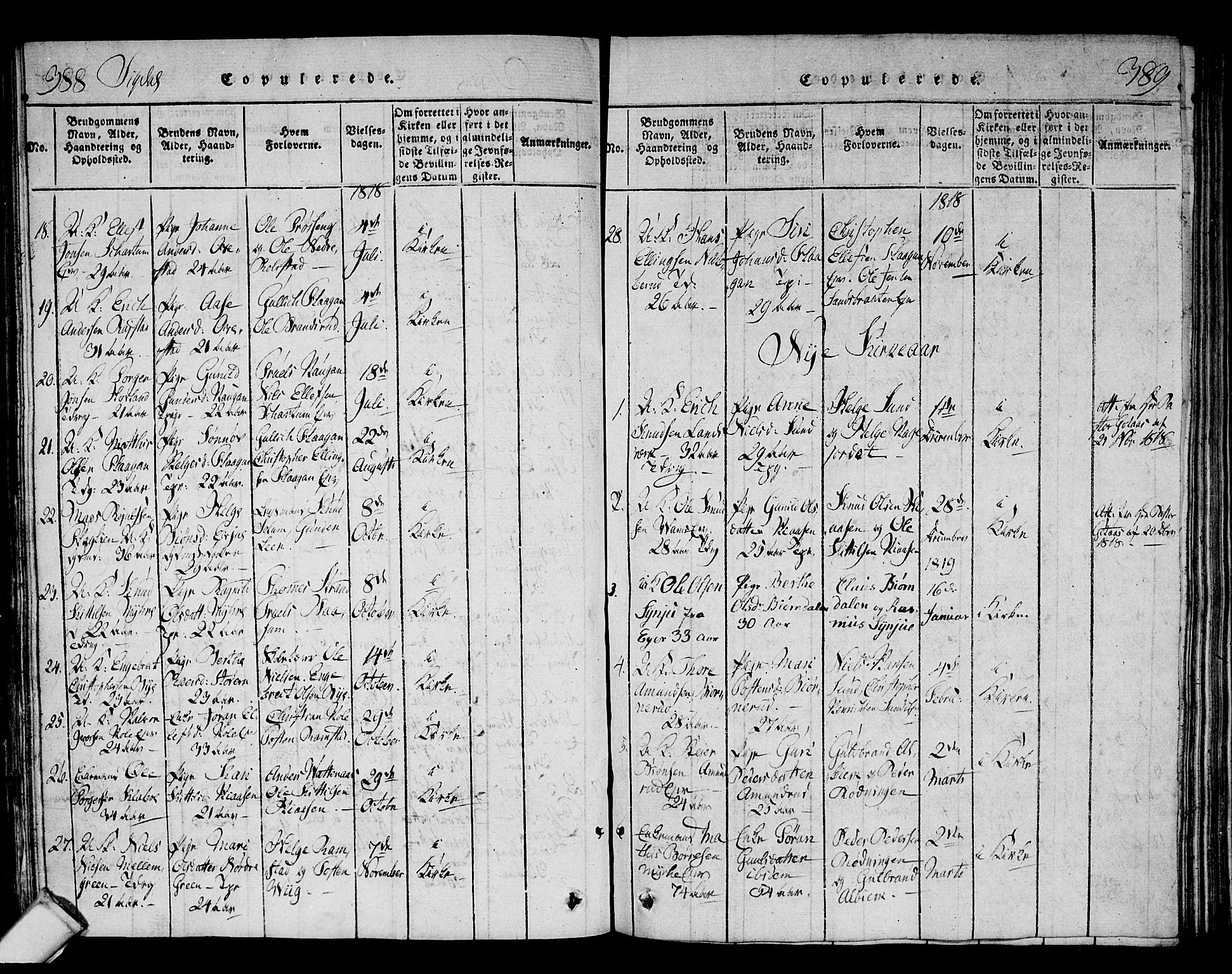 Sigdal kirkebøker, AV/SAKO-A-245/F/Fa/L0005: Parish register (official) no. I 5 /1, 1815-1829, p. 388-389