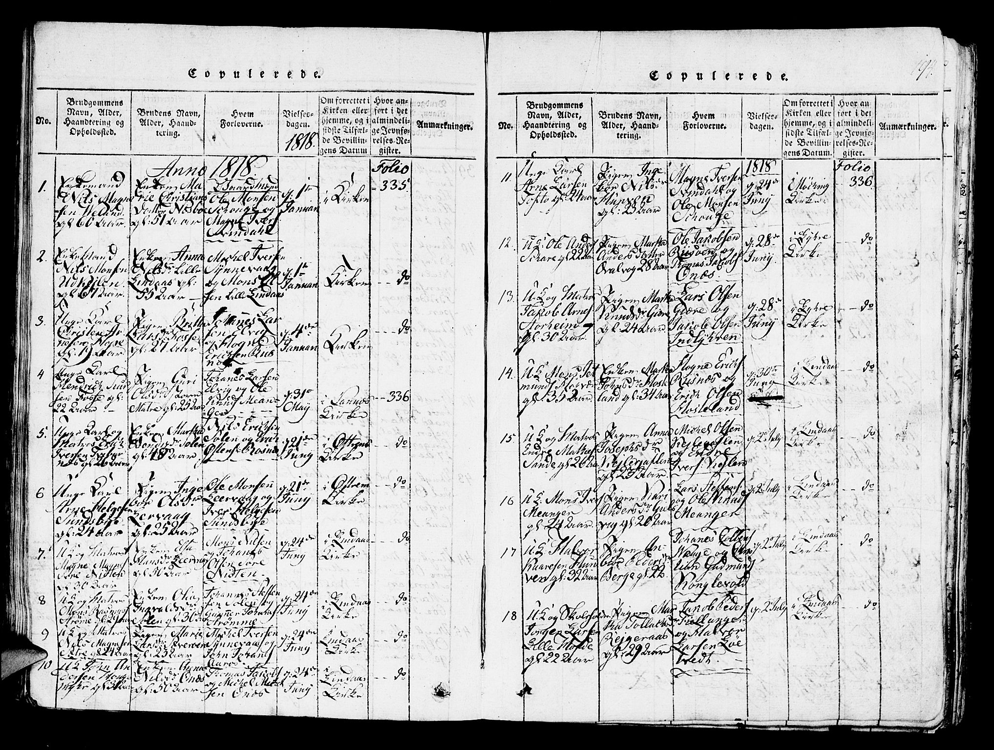 Lindås Sokneprestembete, SAB/A-76701/H/Haa: Parish register (official) no. A 7, 1816-1823, p. 194