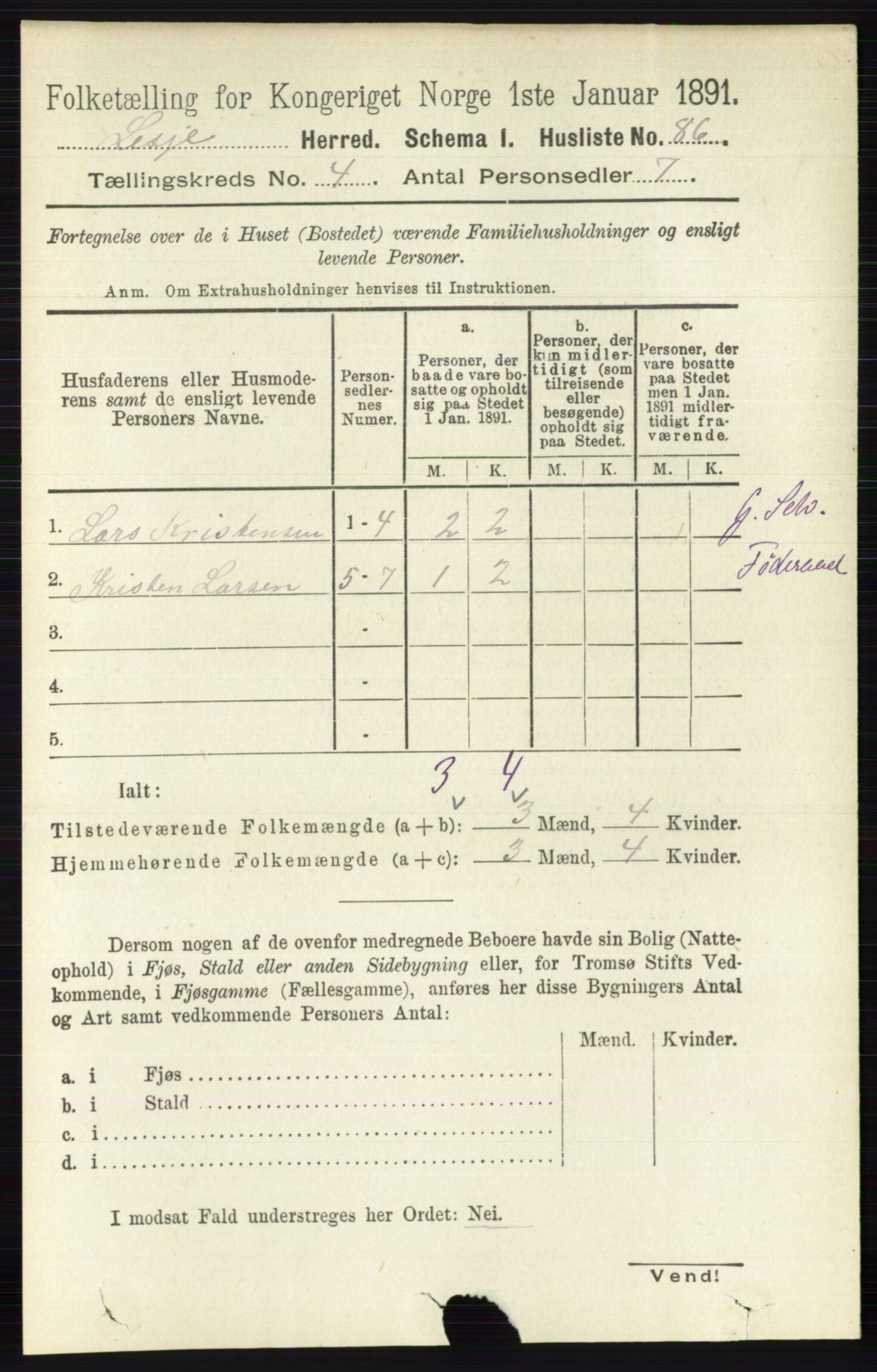 RA, 1891 census for 0512 Lesja, 1891, p. 1089