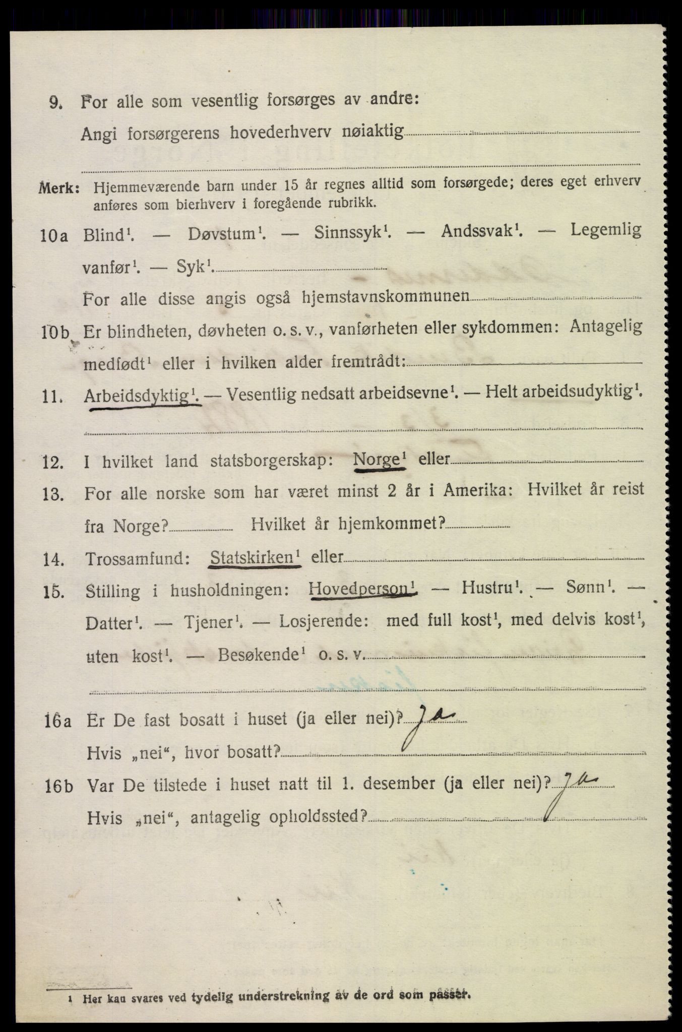 SAK, 1920 census for Oddernes, 1920, p. 2822