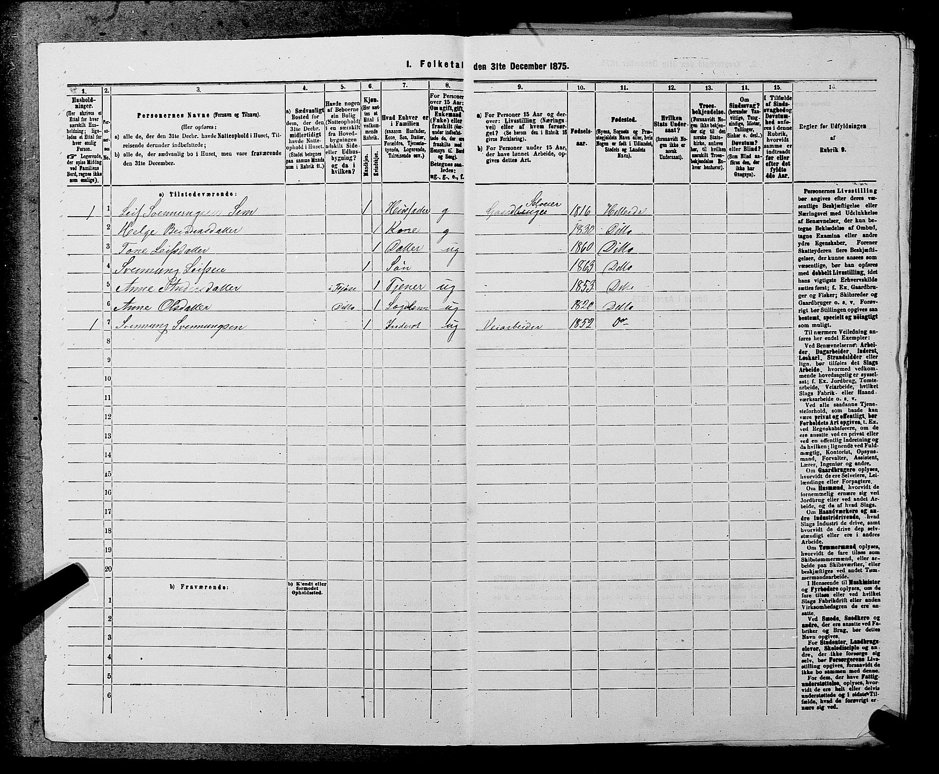 SAKO, 1875 census for 0823P Heddal, 1875, p. 355