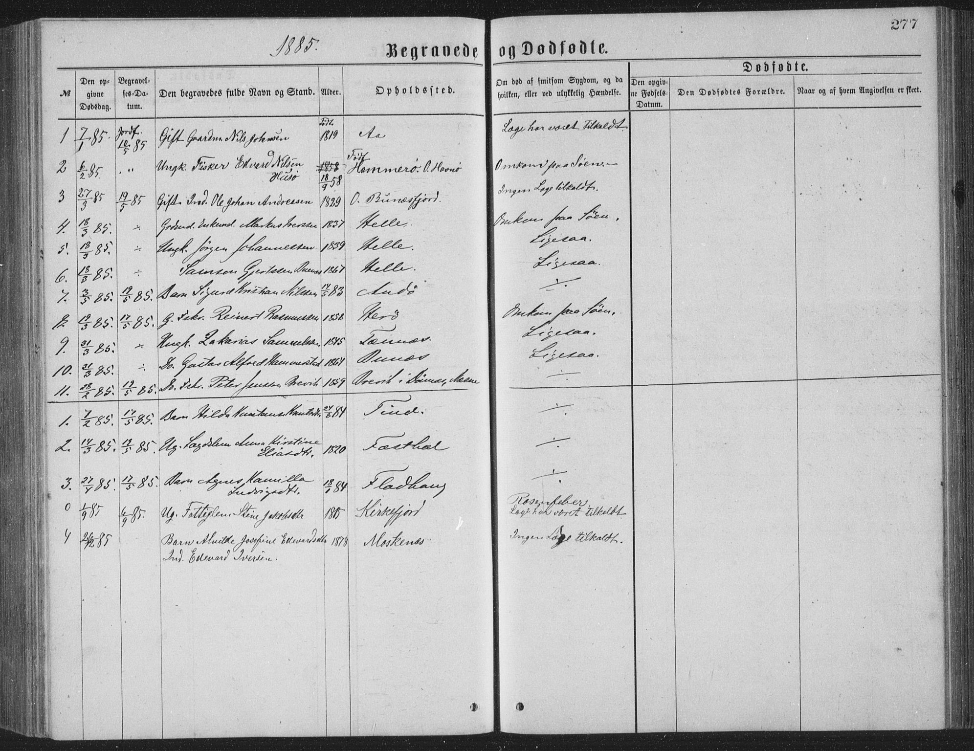 Ministerialprotokoller, klokkerbøker og fødselsregistre - Nordland, AV/SAT-A-1459/886/L1225: Parish register (copy) no. 886C02, 1874-1896, p. 277