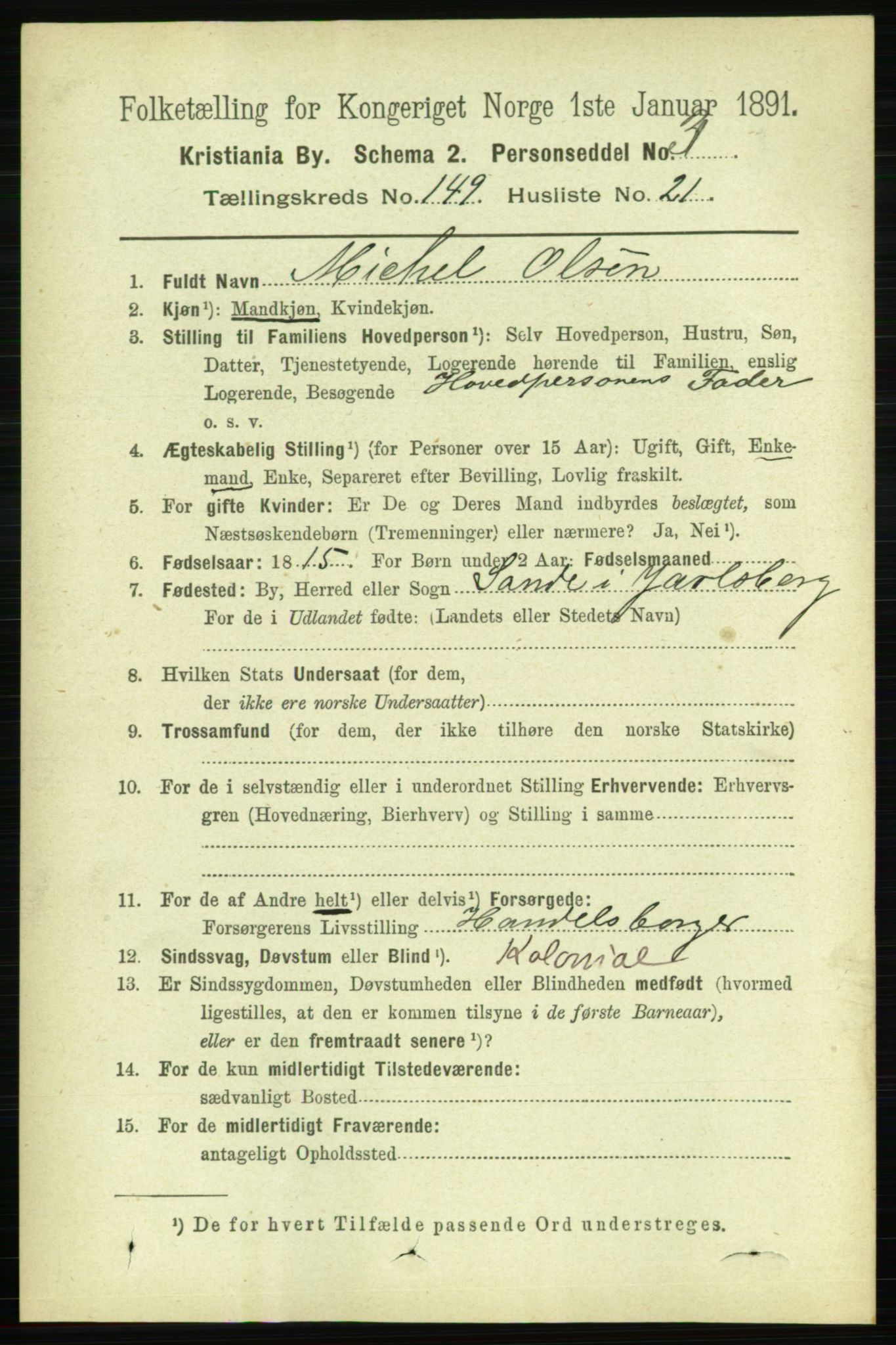 RA, 1891 census for 0301 Kristiania, 1891, p. 83578