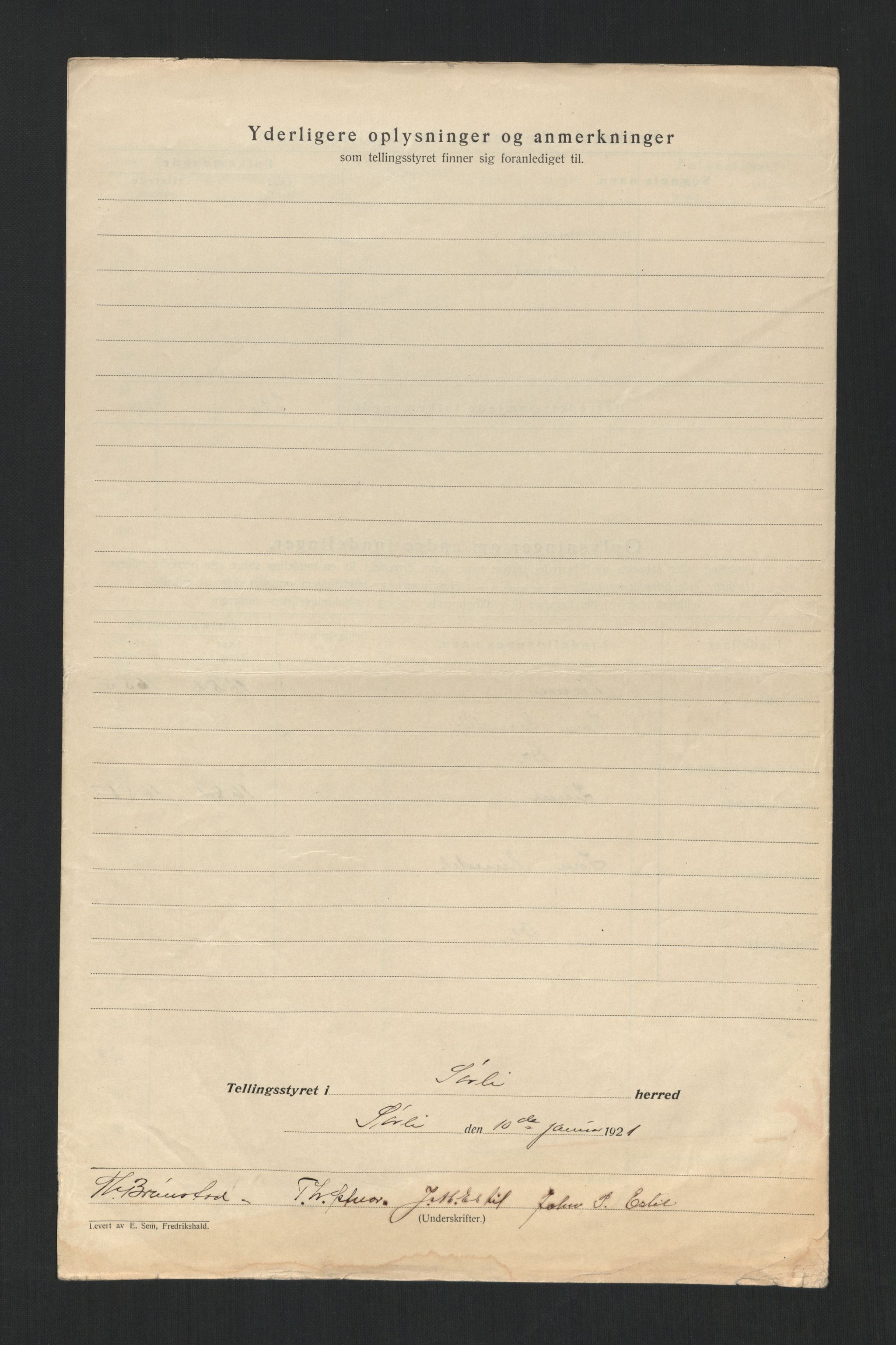 SAT, 1920 census for Sørli, 1920, p. 7