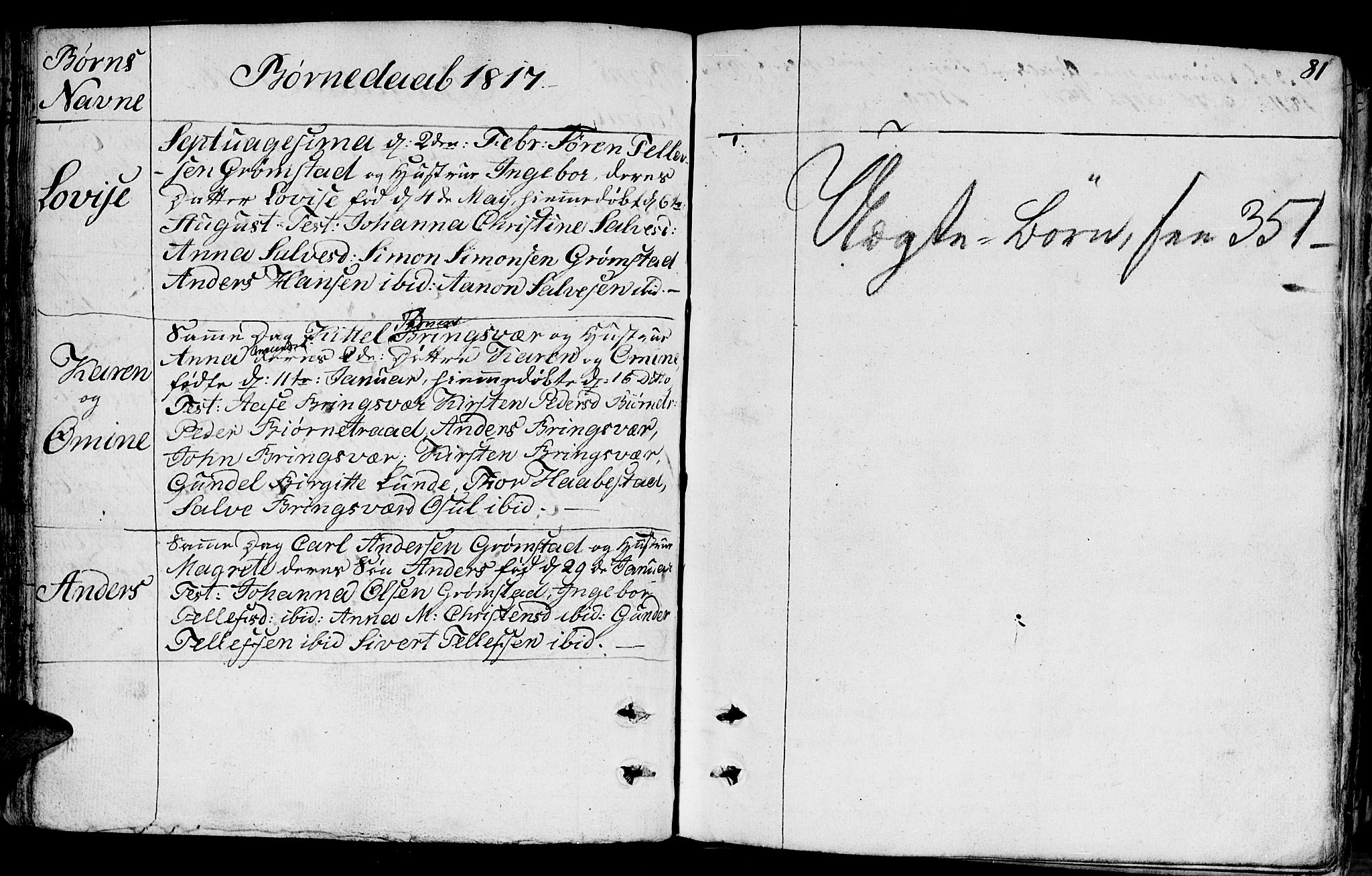 Fjære sokneprestkontor, AV/SAK-1111-0011/F/Fb/L0006: Parish register (copy) no. B 6, 1803-1817, p. 81