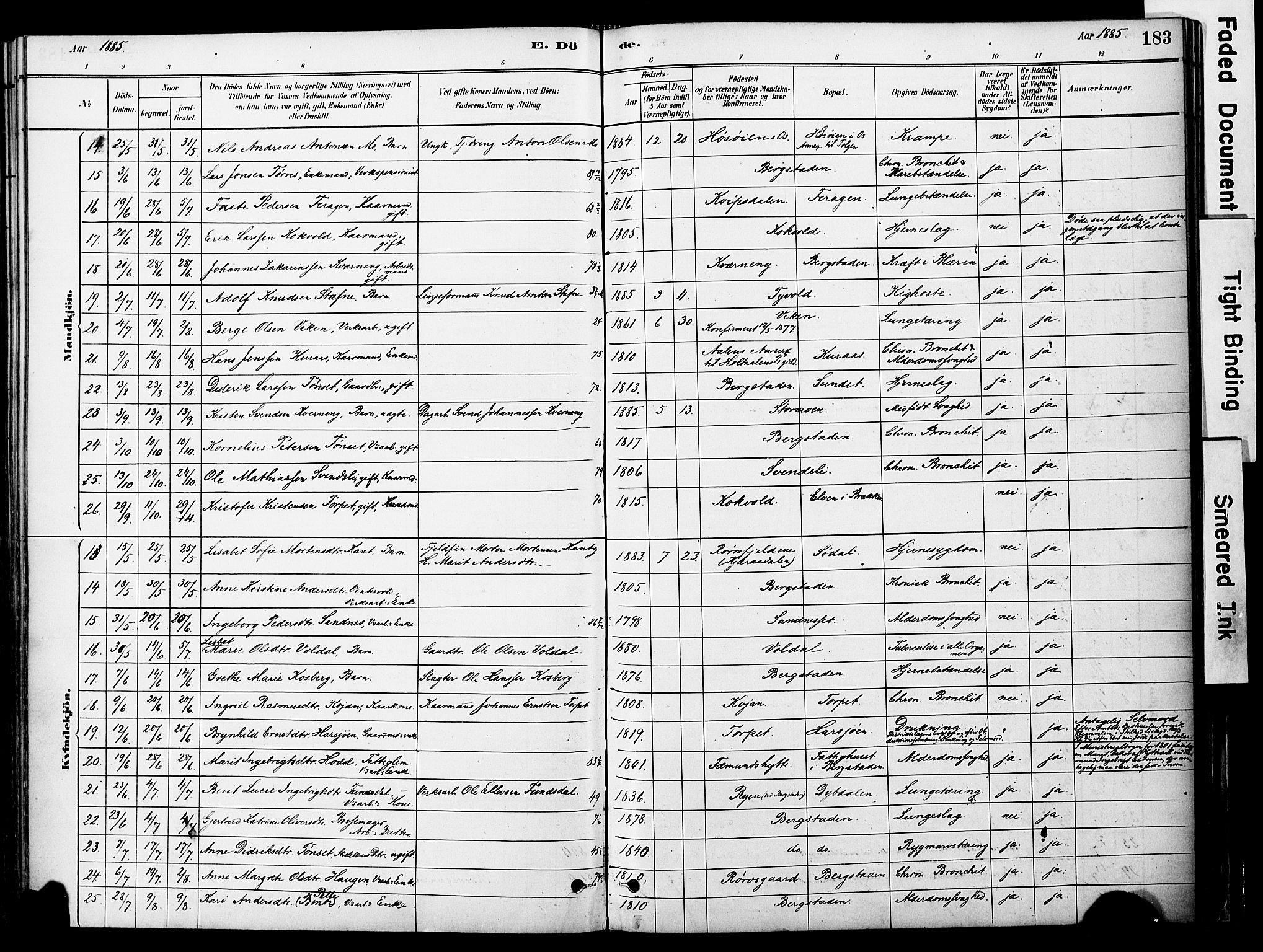 Ministerialprotokoller, klokkerbøker og fødselsregistre - Sør-Trøndelag, SAT/A-1456/681/L0933: Parish register (official) no. 681A11, 1879-1890, p. 183