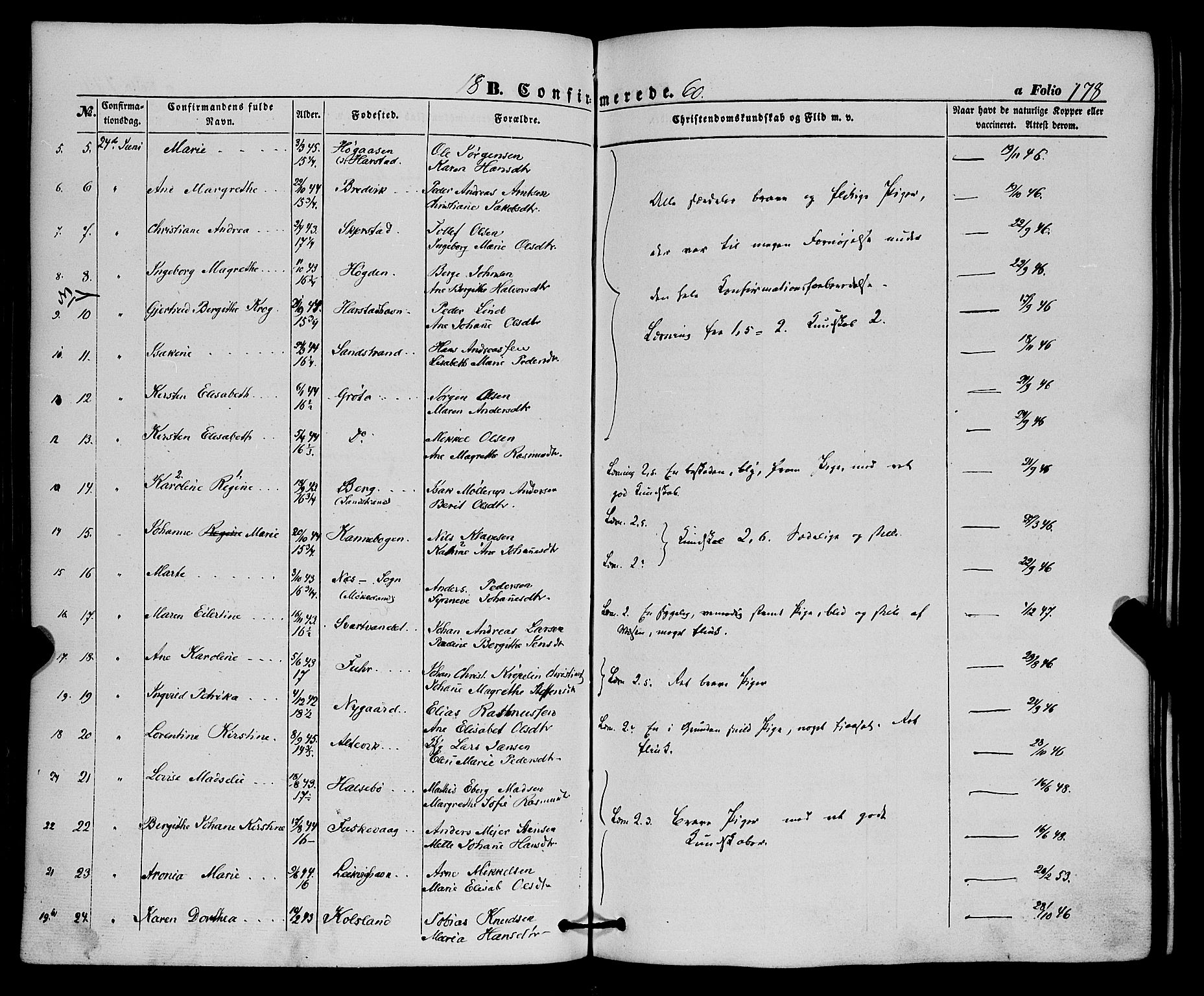 Trondenes sokneprestkontor, SATØ/S-1319/H/Ha/L0011kirke: Parish register (official) no. 11, 1853-1862, p. 178