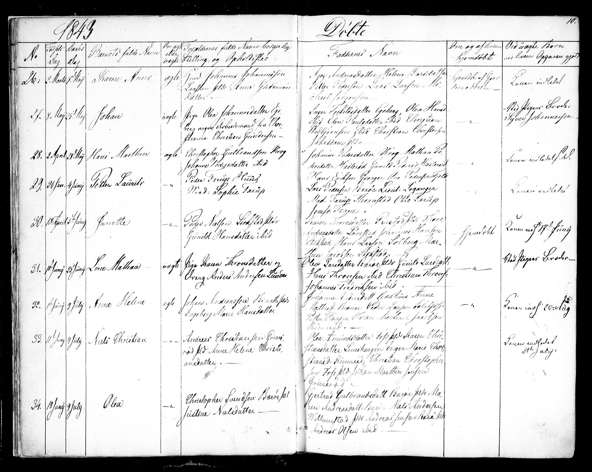 Hobøl prestekontor Kirkebøker, SAO/A-2002/F/Fa/L0003: Parish register (official) no. I 3, 1842-1864, p. 10