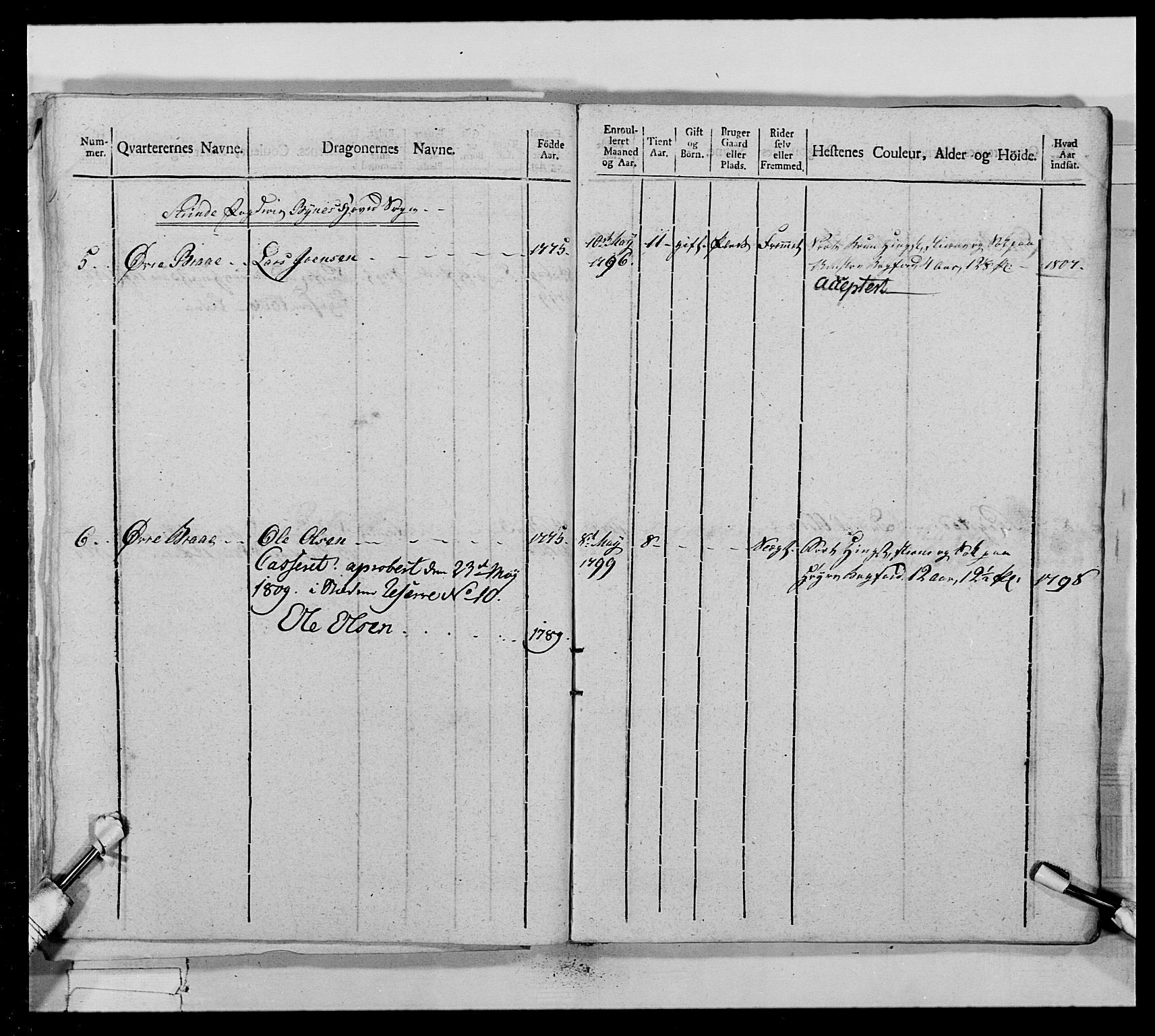 Generalitets- og kommissariatskollegiet, Det kongelige norske kommissariatskollegium, AV/RA-EA-5420/E/Eh/L0022a: Trondheimske dragonregiment, 1804-1807, p. 443