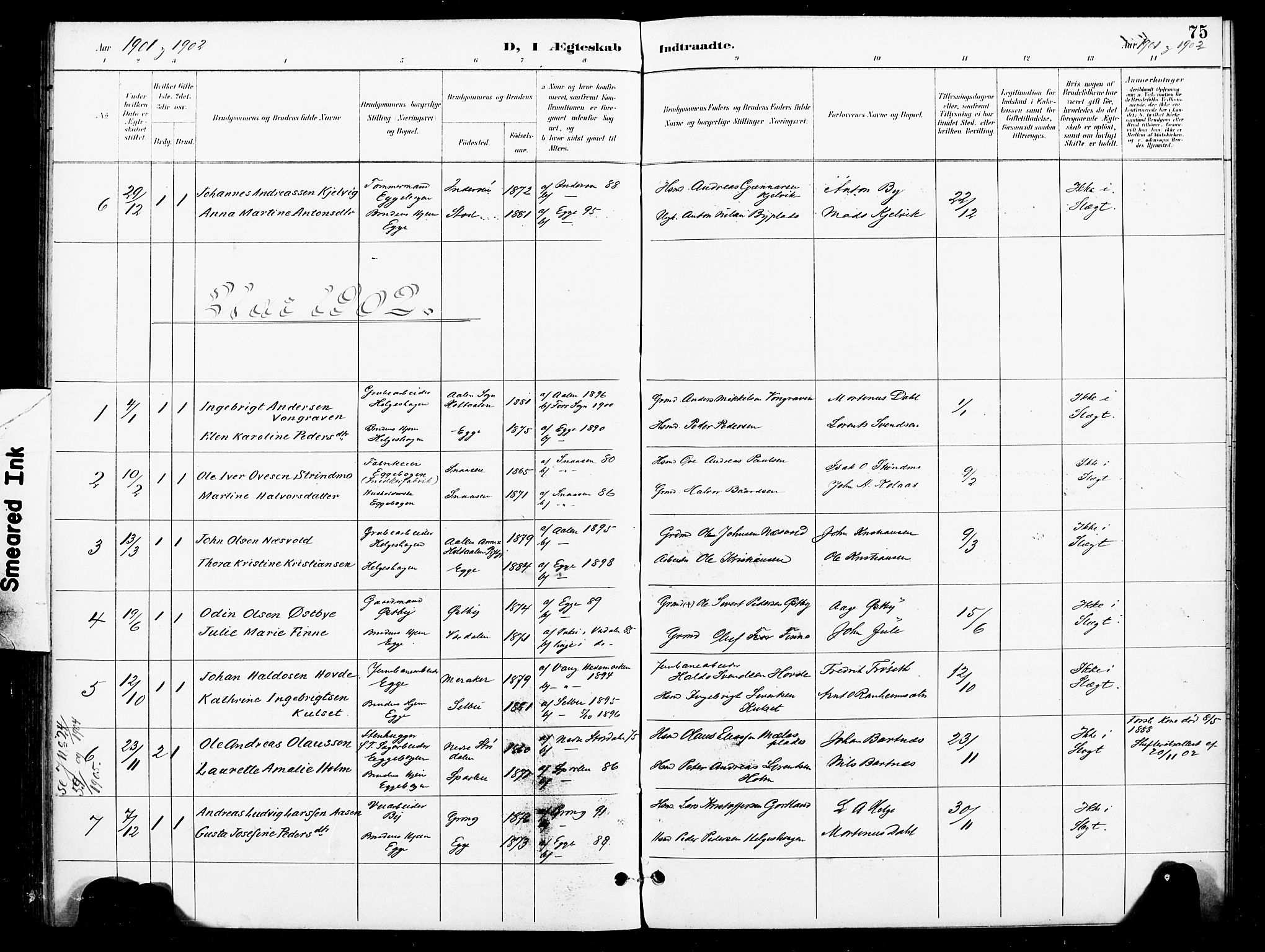 Ministerialprotokoller, klokkerbøker og fødselsregistre - Nord-Trøndelag, SAT/A-1458/740/L0379: Parish register (official) no. 740A02, 1895-1907, p. 75