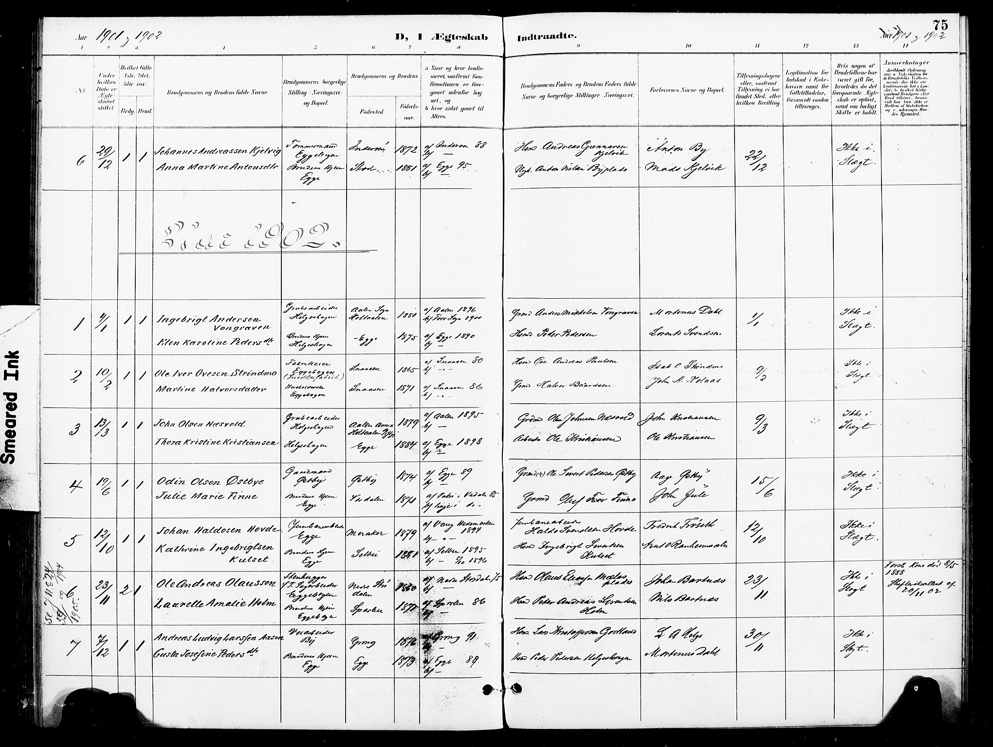 Ministerialprotokoller, klokkerbøker og fødselsregistre - Nord-Trøndelag, AV/SAT-A-1458/740/L0379: Parish register (official) no. 740A02, 1895-1907, p. 75