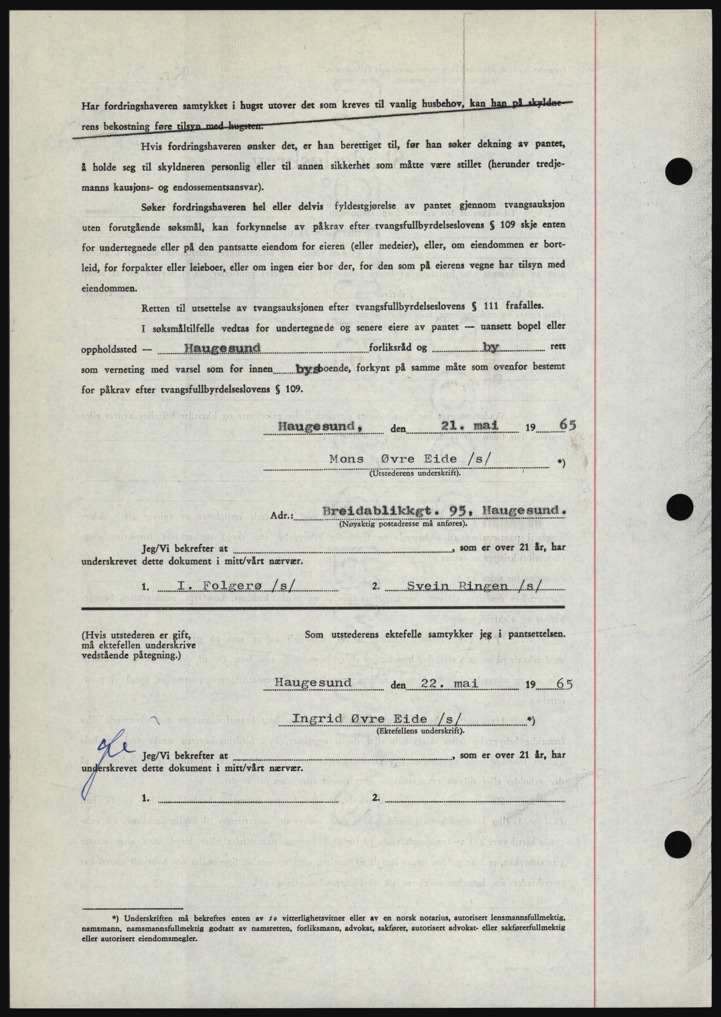 Haugesund tingrett, SAST/A-101415/01/II/IIC/L0053: Mortgage book no. B 53, 1965-1965, Diary no: : 1234/1965