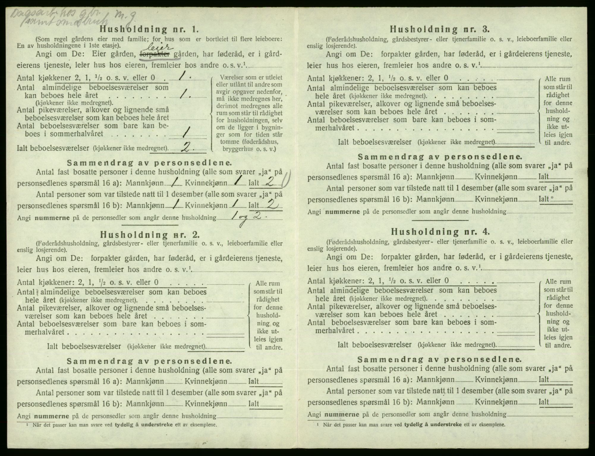 SAB, 1920 census for Fjelberg, 1920, p. 226