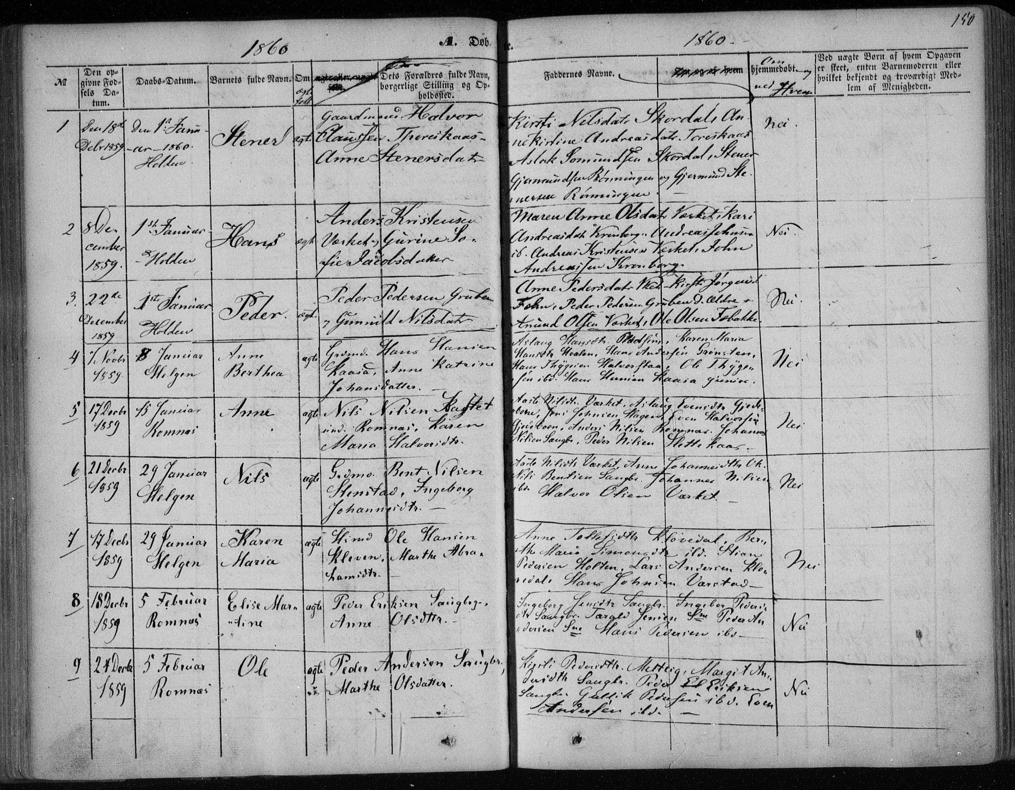 Holla kirkebøker, SAKO/A-272/F/Fa/L0005: Parish register (official) no. 5, 1849-1860, p. 150