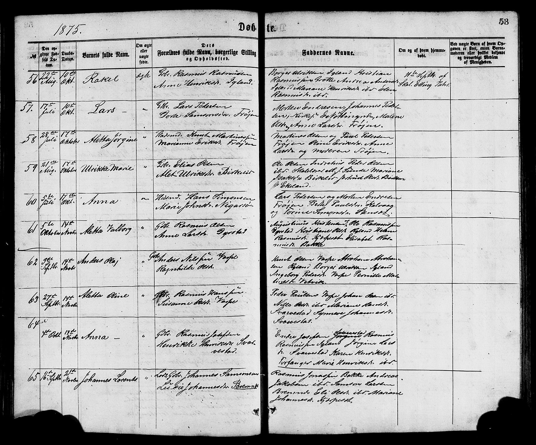 Bremanger sokneprestembete, SAB/A-82201/H/Hab/Haba/L0002: Parish register (copy) no. A 2, 1866-1889, p. 53