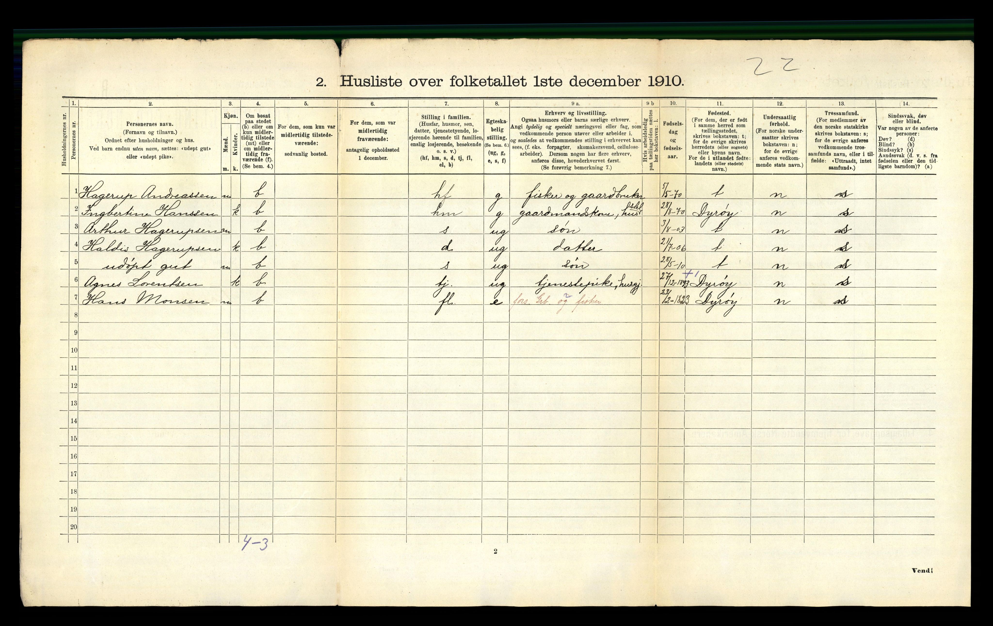 RA, 1910 census for Tranøy, 1910, p. 26