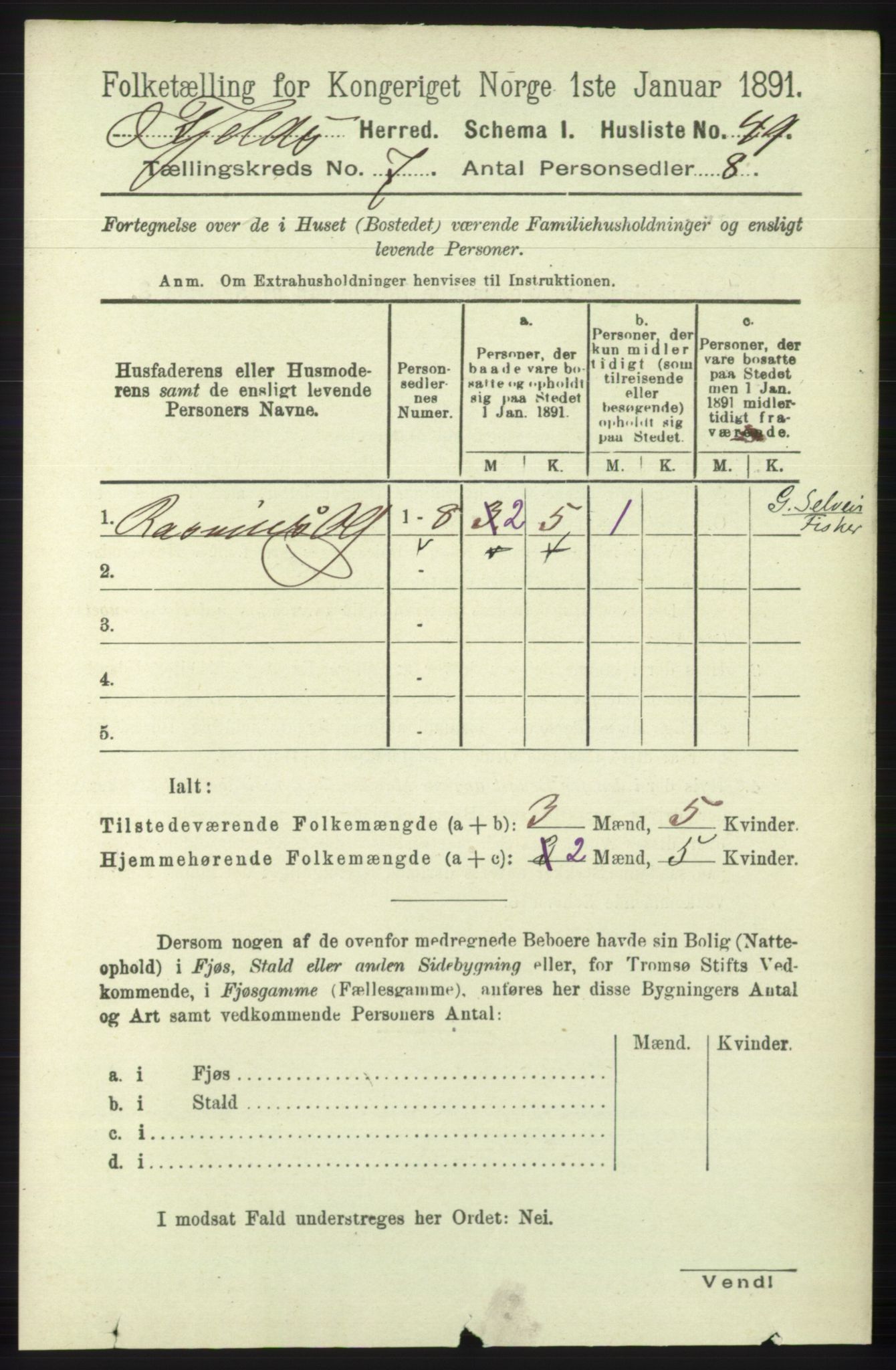 RA, 1891 census for 1246 Fjell, 1891, p. 3395