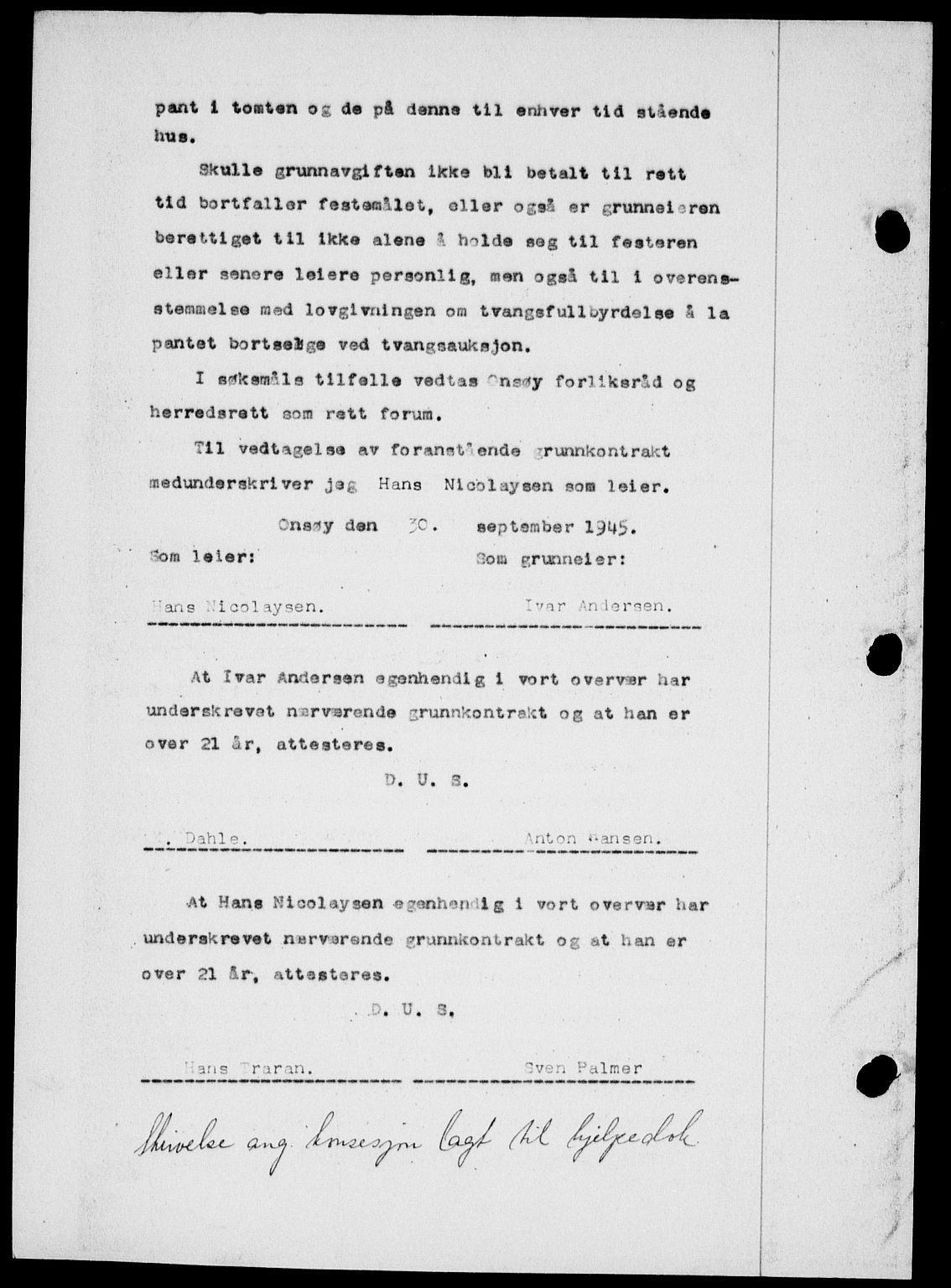 Onsøy sorenskriveri, SAO/A-10474/G/Ga/Gab/L0015: Mortgage book no. II A-15, 1945-1946, Diary no: : 1551/1945