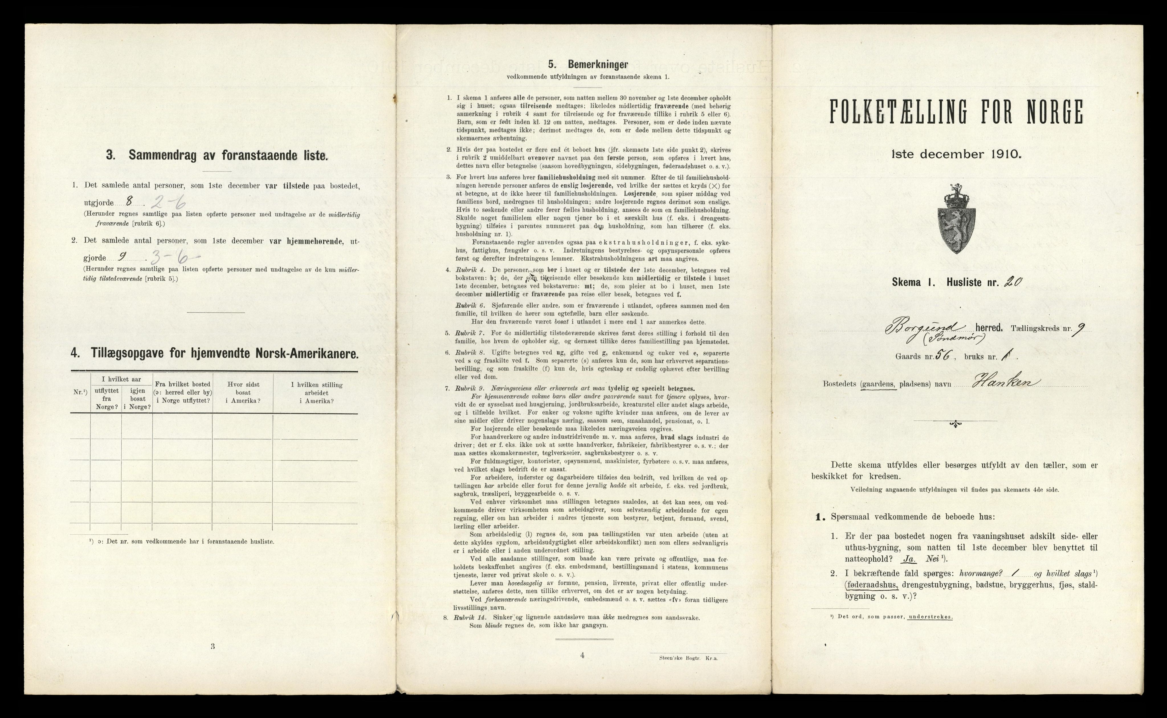 RA, 1910 census for Borgund, 1910, p. 851