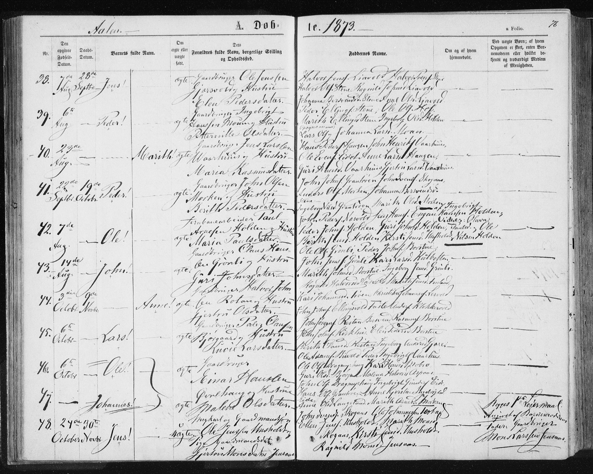 Ministerialprotokoller, klokkerbøker og fødselsregistre - Sør-Trøndelag, SAT/A-1456/685/L0971: Parish register (official) no. 685A08 /3, 1870-1879, p. 76