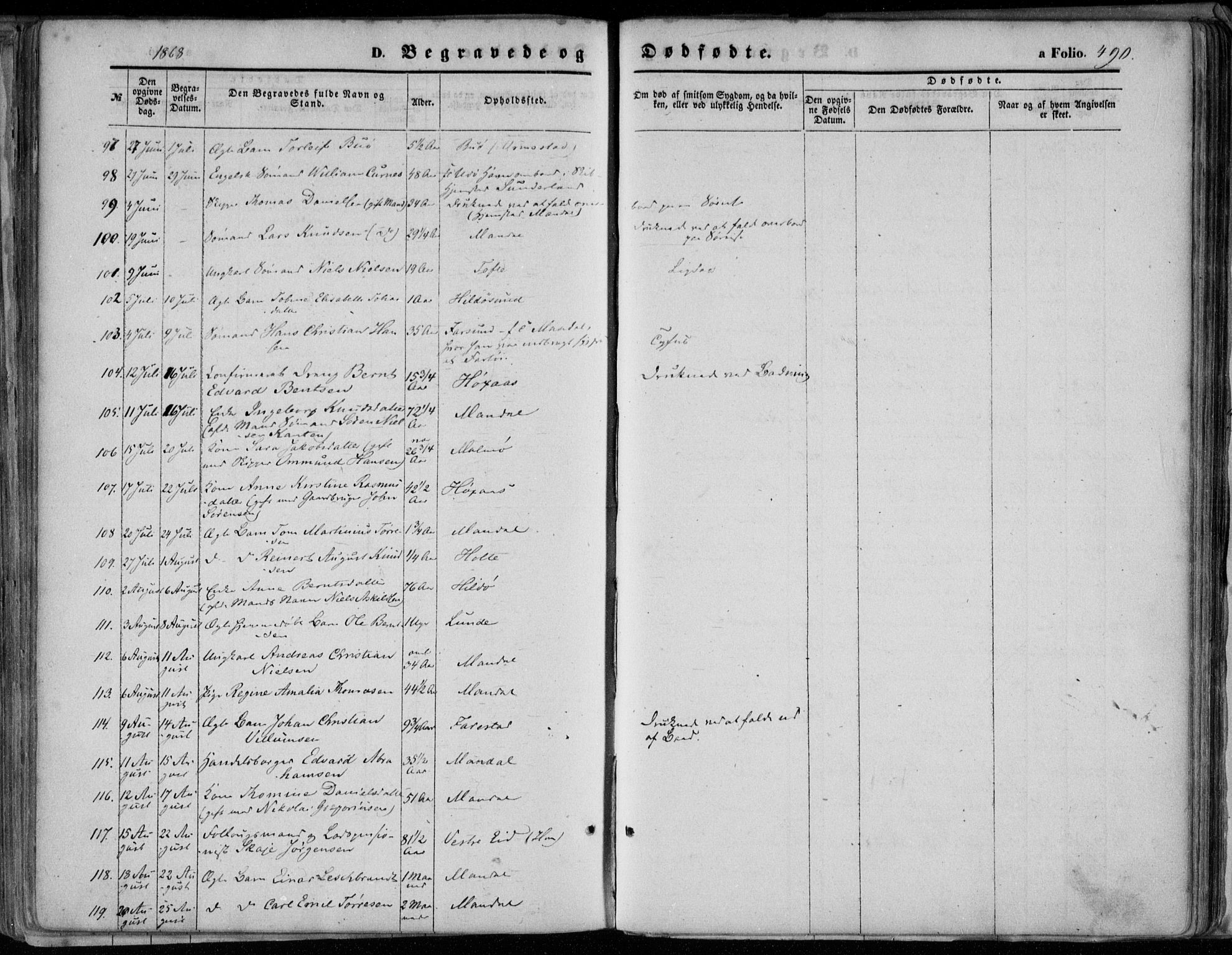 Mandal sokneprestkontor, AV/SAK-1111-0030/F/Fa/Faa/L0014: Parish register (official) no. A 14, 1859-1872, p. 490