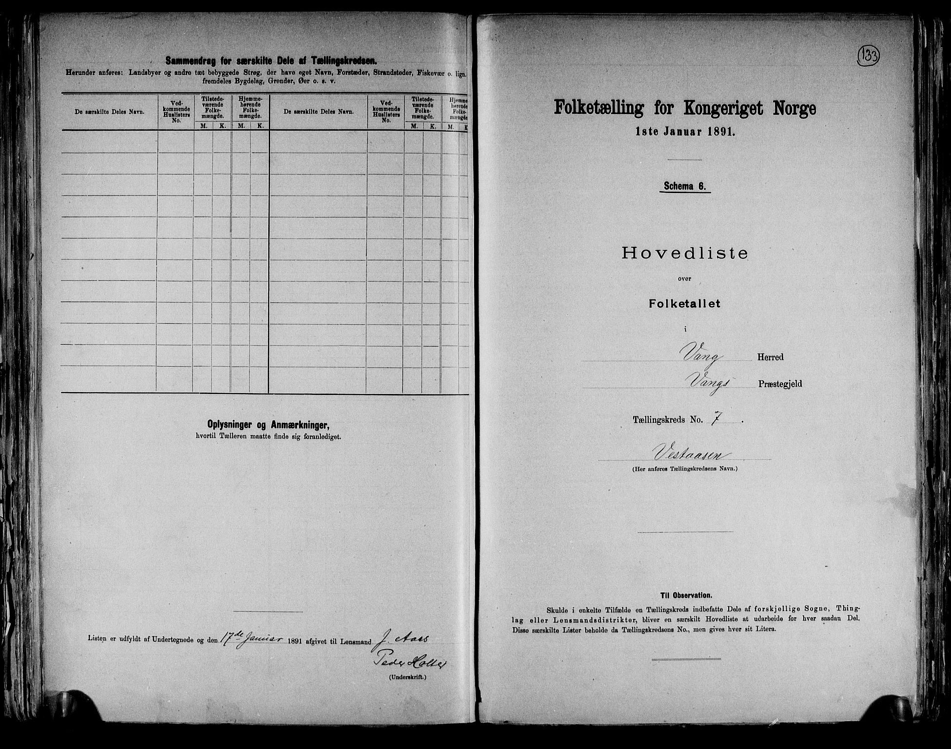 RA, 1891 census for 0414 Vang, 1891, p. 29