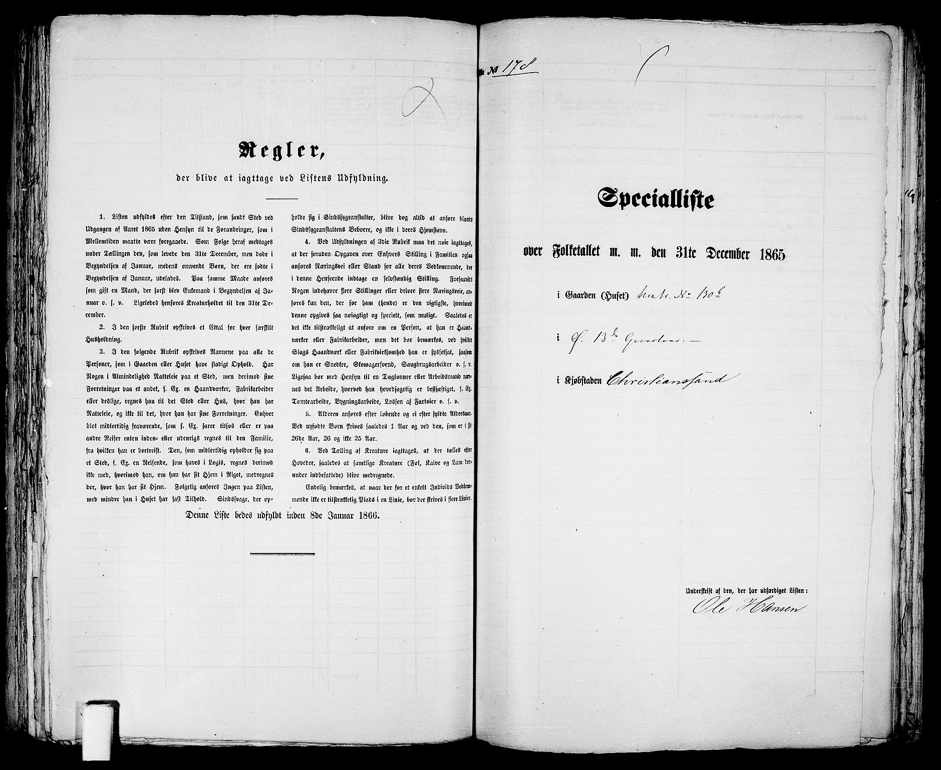 RA, 1865 census for Kristiansand, 1865, p. 372