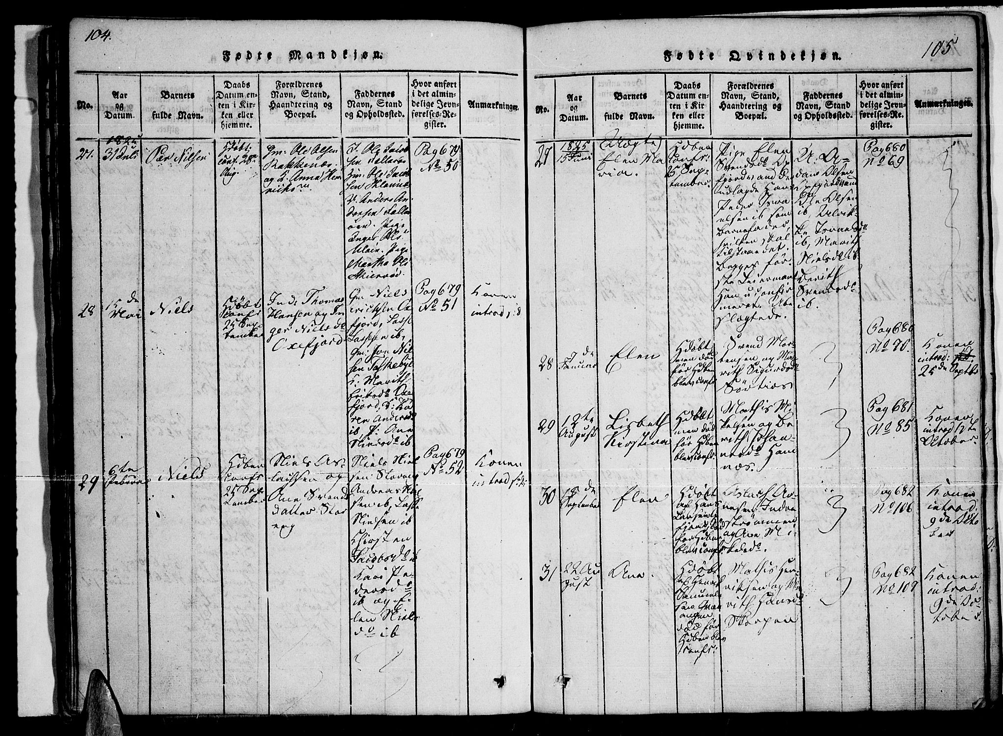 Skjervøy sokneprestkontor, SATØ/S-1300/H/Ha/Haa/L0004kirke: Parish register (official) no. 4, 1820-1838, p. 104-105