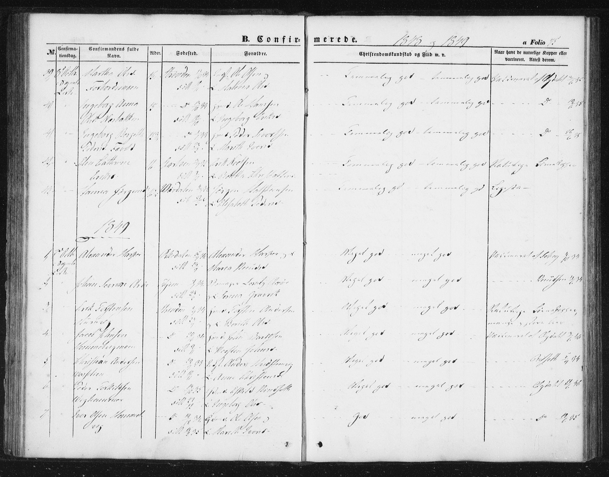 Ministerialprotokoller, klokkerbøker og fødselsregistre - Sør-Trøndelag, SAT/A-1456/616/L0407: Parish register (official) no. 616A04, 1848-1856, p. 75