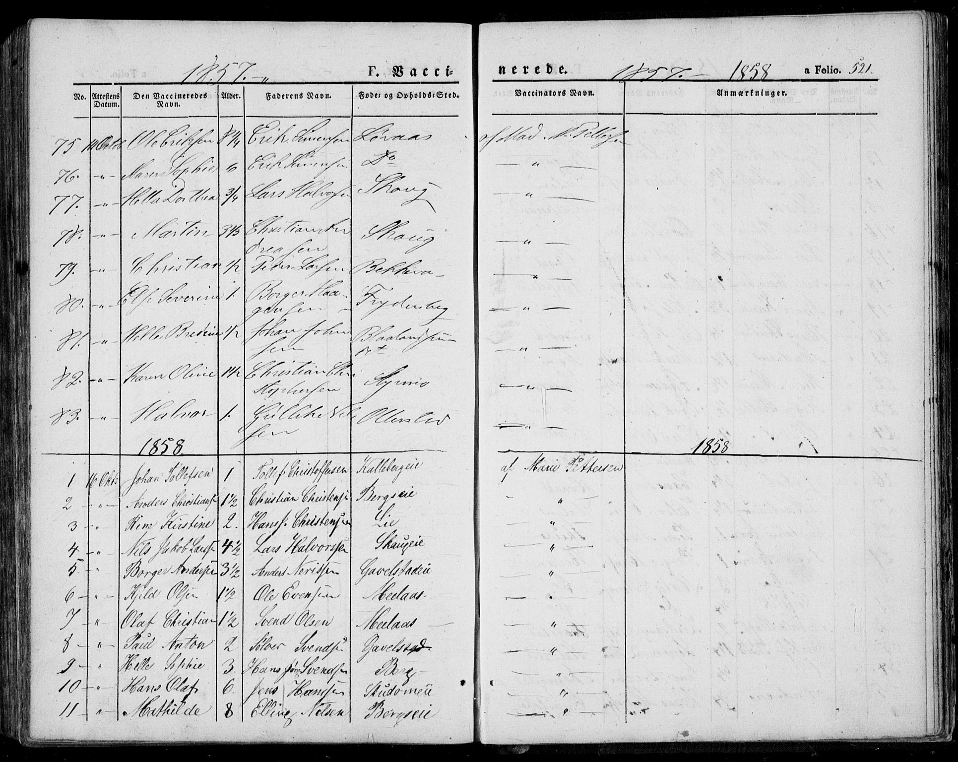 Lardal kirkebøker, SAKO/A-350/F/Fa/L0006: Parish register (official) no. I 6, 1835-1860, p. 521