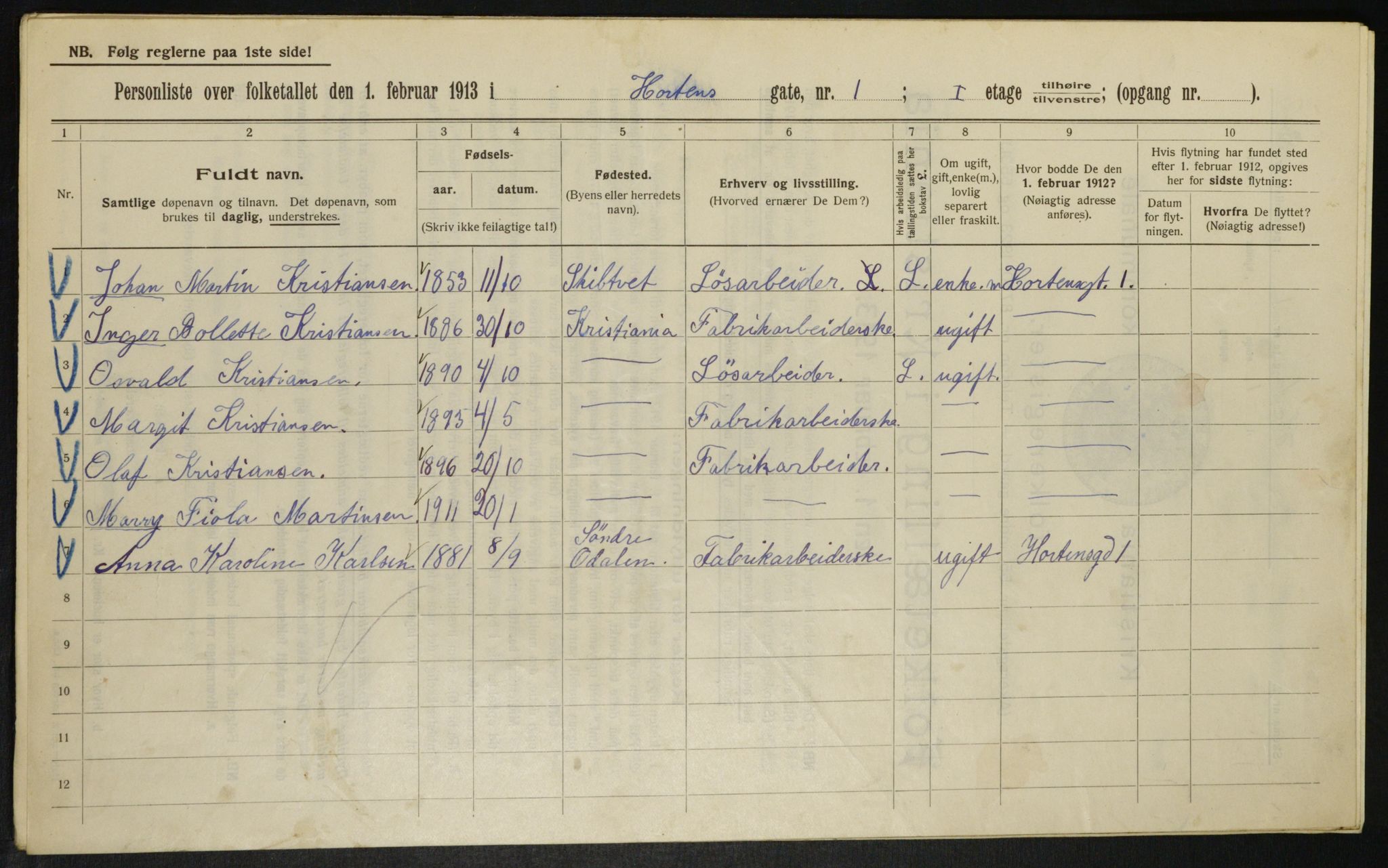 OBA, Municipal Census 1913 for Kristiania, 1913, p. 41208