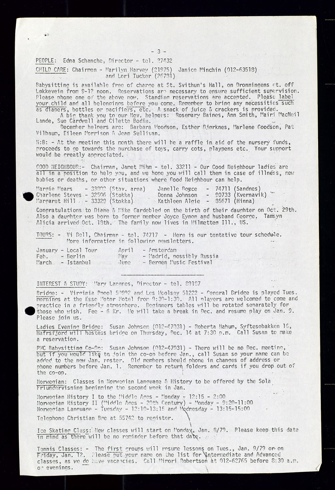 PA 1547 - Petroleum Wives Club, AV/SAST-A-101974/X/Xa/L0001: Newsletters (1971-1978)/radiointervjuer på kasett (1989-1992), 1970-1978