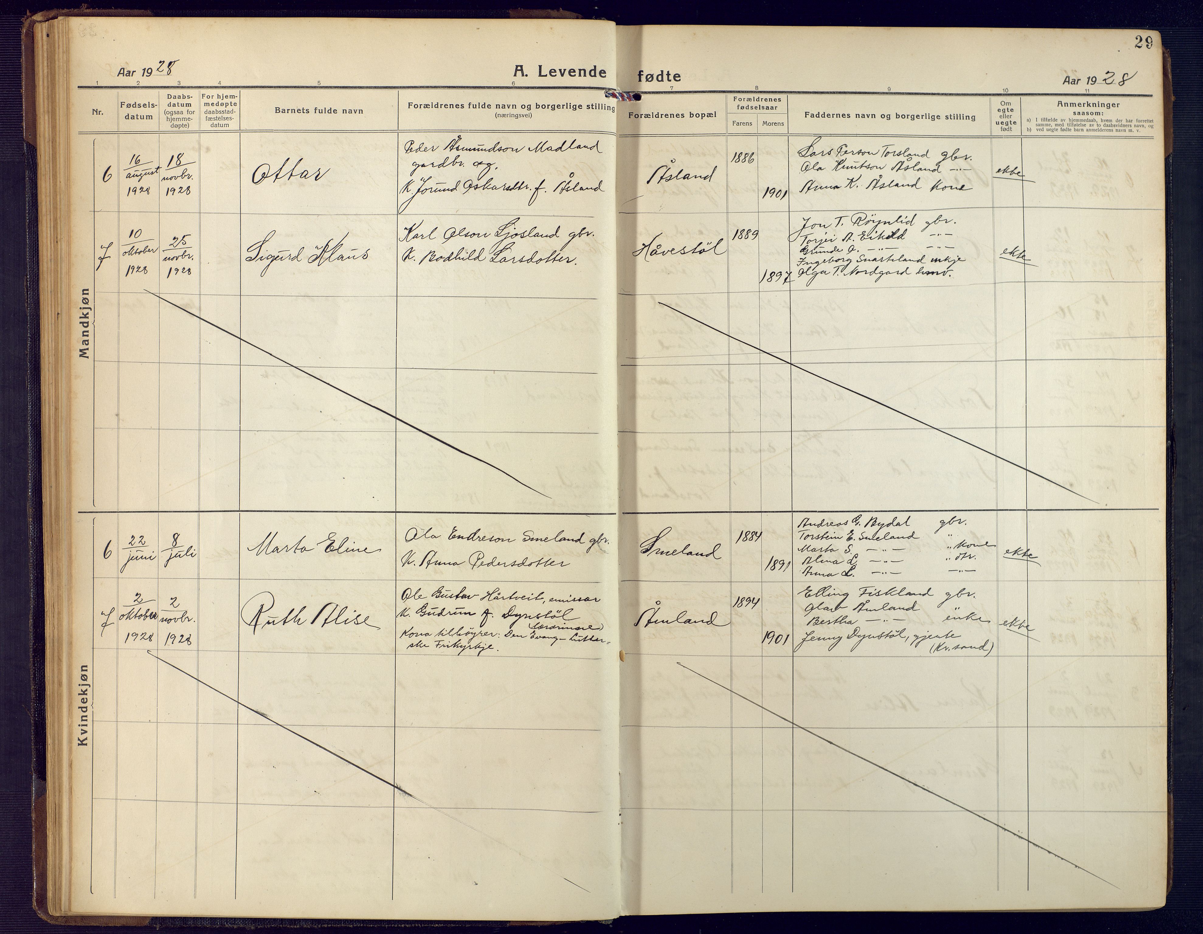 Åseral sokneprestkontor, SAK/1111-0051/F/Fb/L0004: Parish register (copy) no. B 4, 1920-1946, p. 29