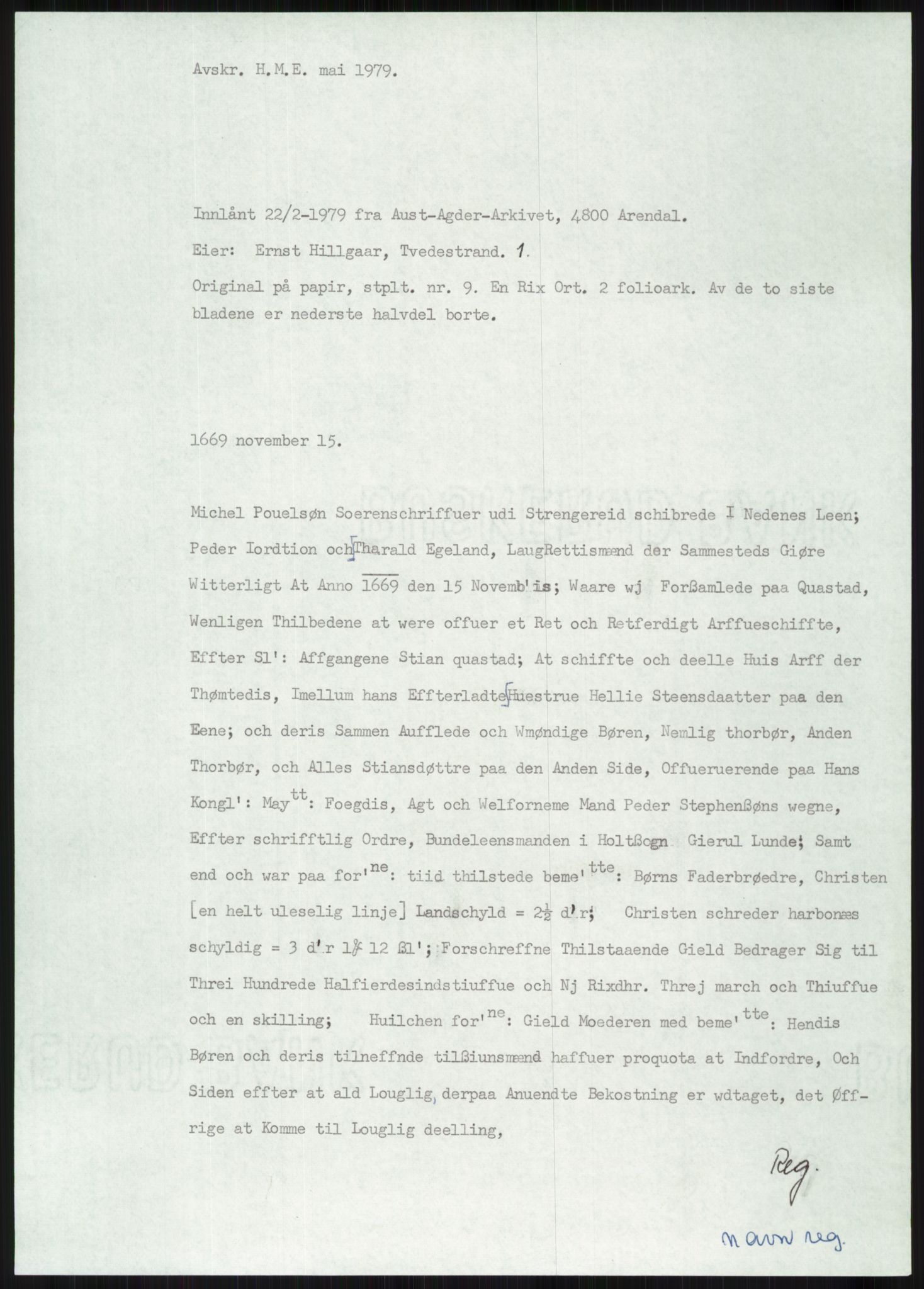 Samlinger til kildeutgivelse, Diplomavskriftsamlingen, RA/EA-4053/H/Ha, p. 2782