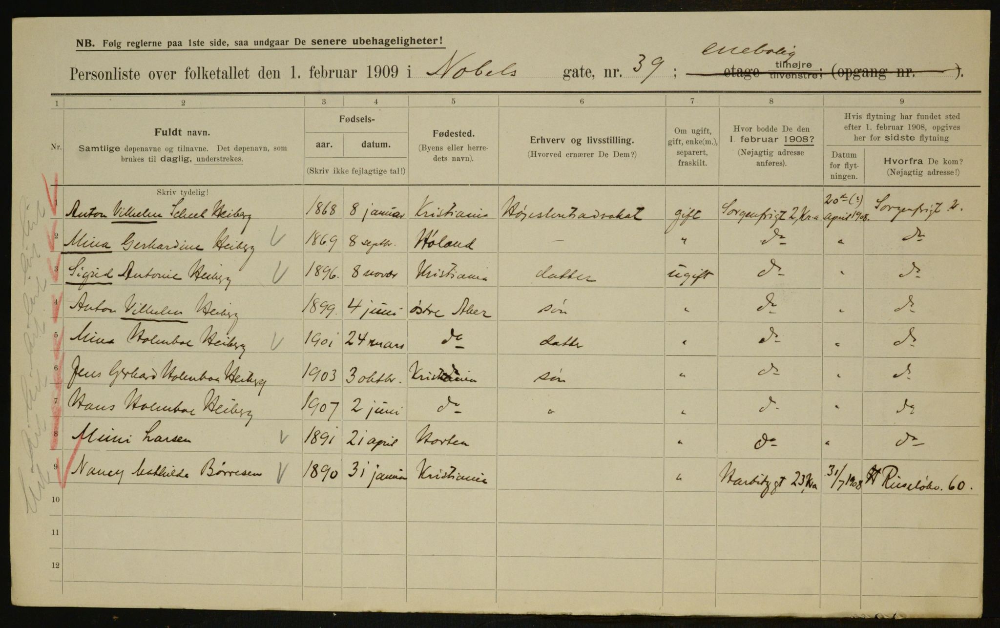 OBA, Municipal Census 1909 for Kristiania, 1909, p. 64567