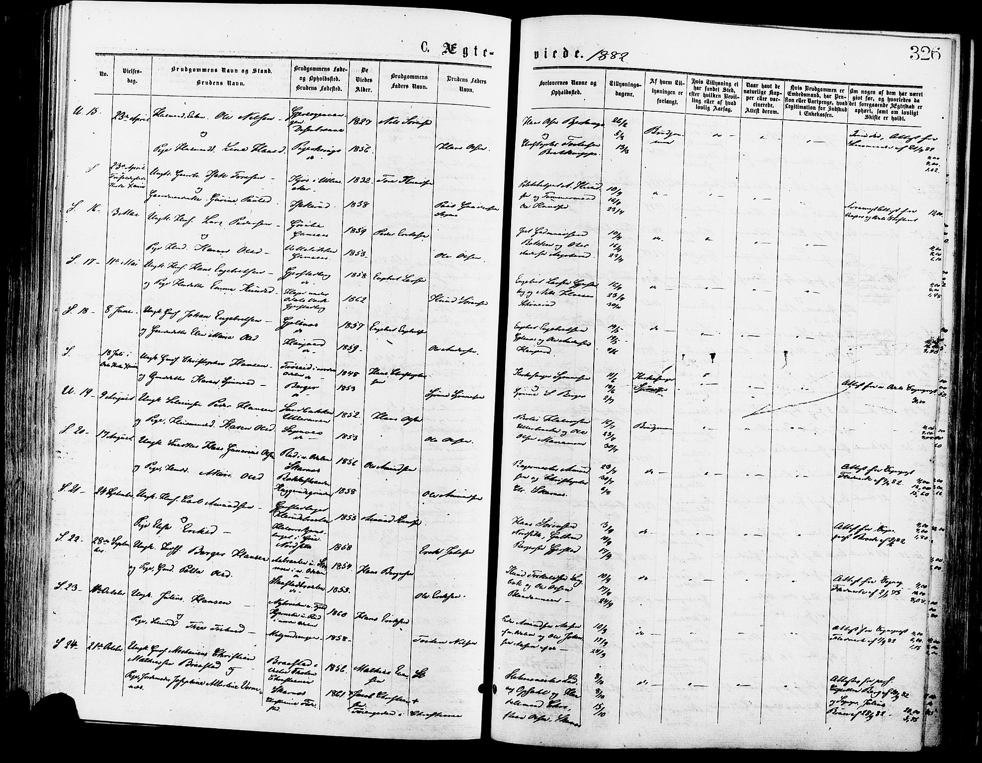 Sør-Odal prestekontor, AV/SAH-PREST-030/H/Ha/Haa/L0005: Parish register (official) no. 5, 1876-1885, p. 326