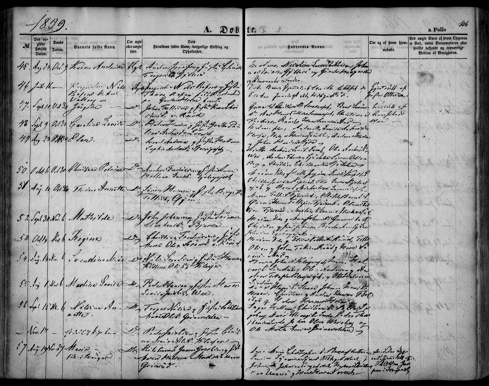 Sande Kirkebøker, AV/SAKO-A-53/F/Fa/L0004: Parish register (official) no. 4, 1847-1864, p. 106