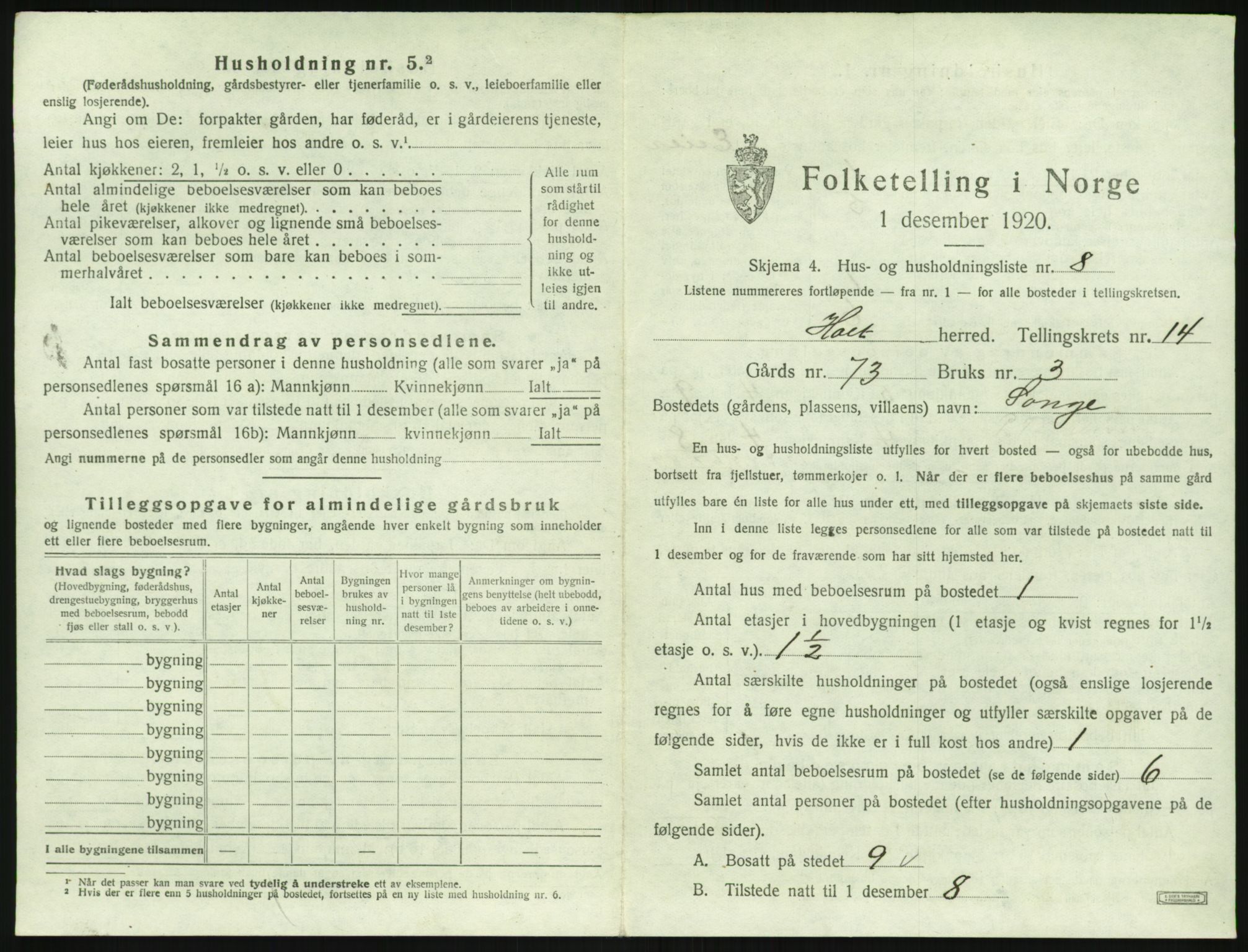 SAK, 1920 census for Holt, 1920, p. 1436