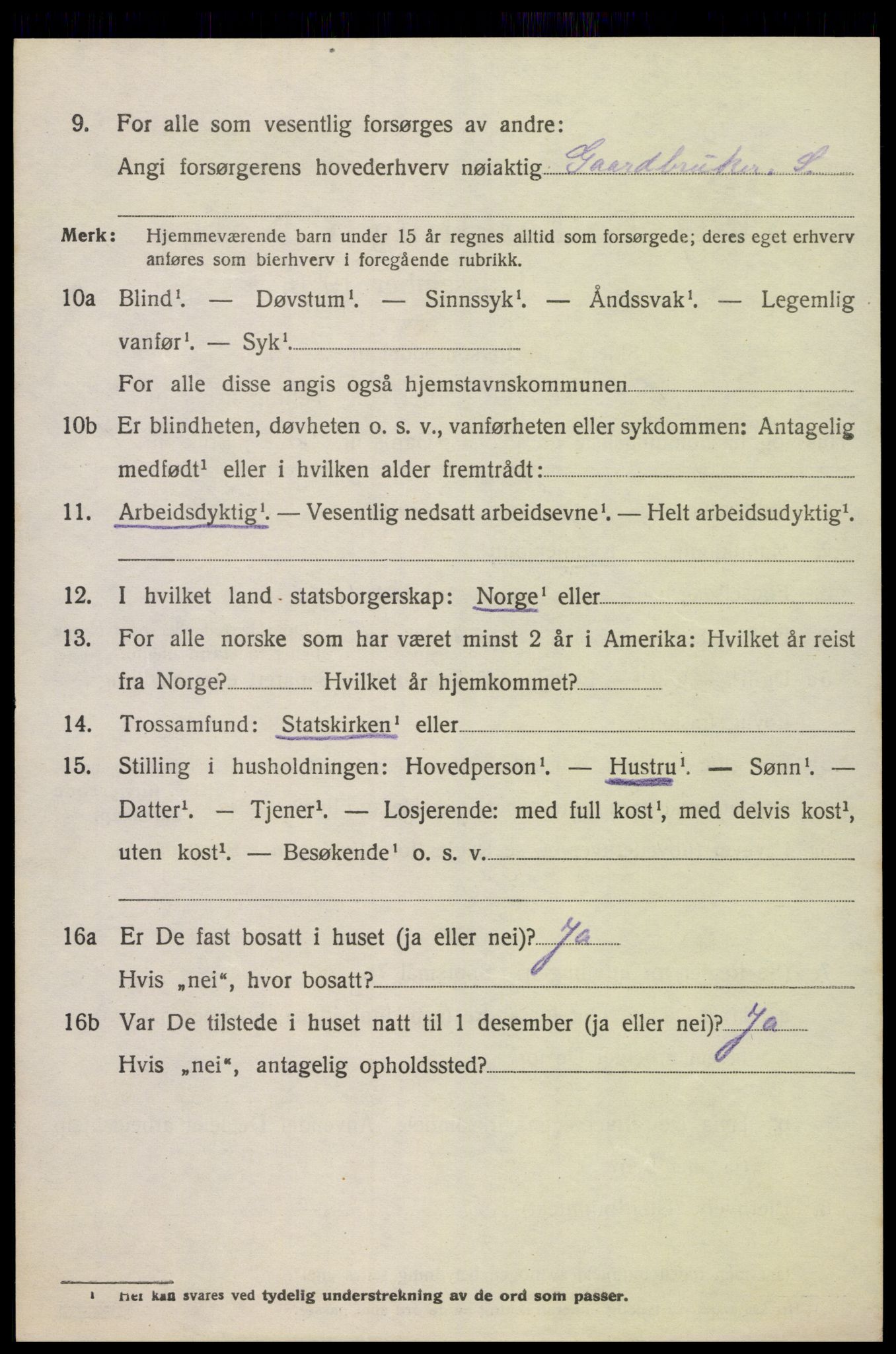 SAK, 1920 census for Oddernes, 1920, p. 4432