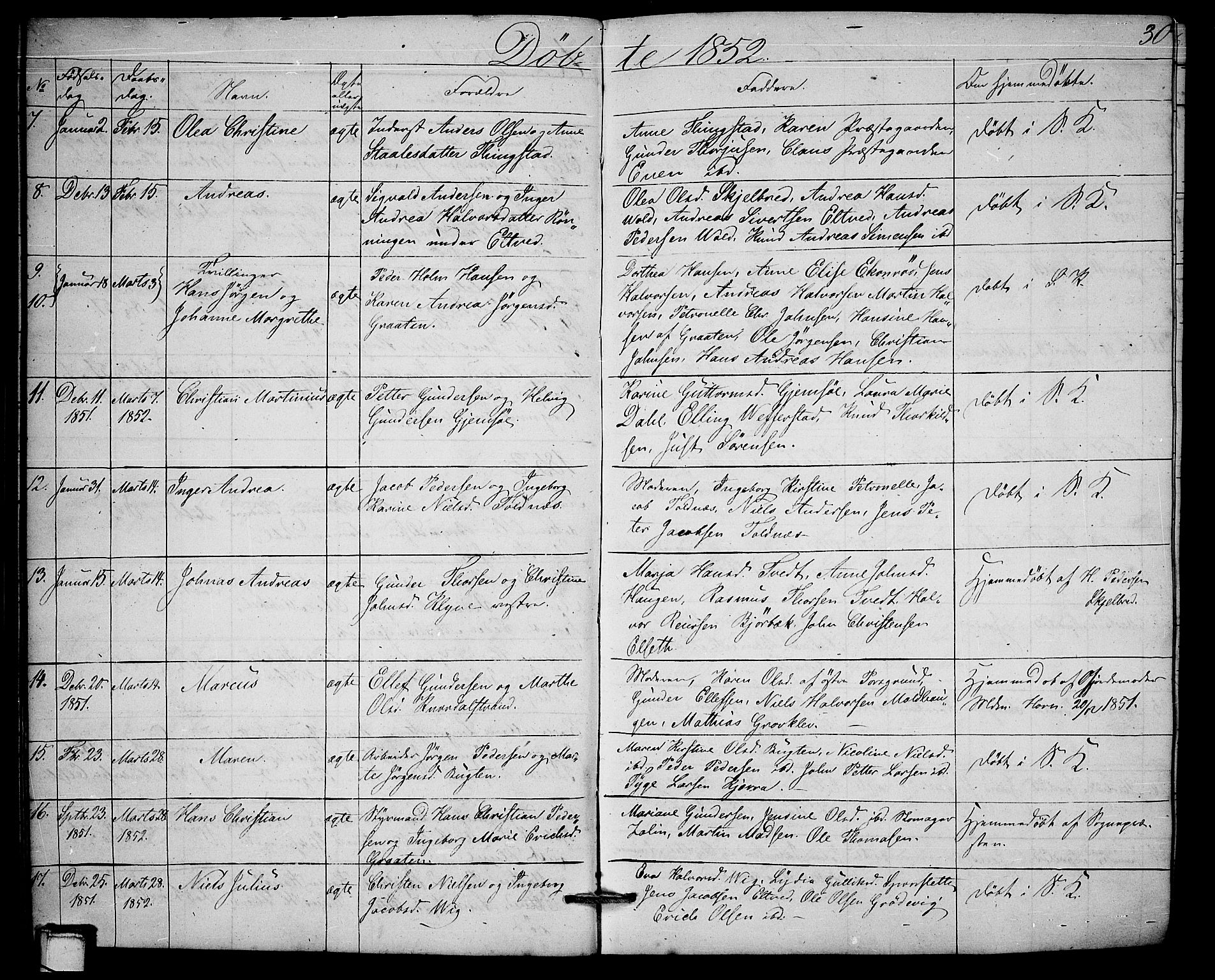 Solum kirkebøker, SAKO/A-306/G/Ga/L0003: Parish register (copy) no. I 3, 1848-1859, p. 30