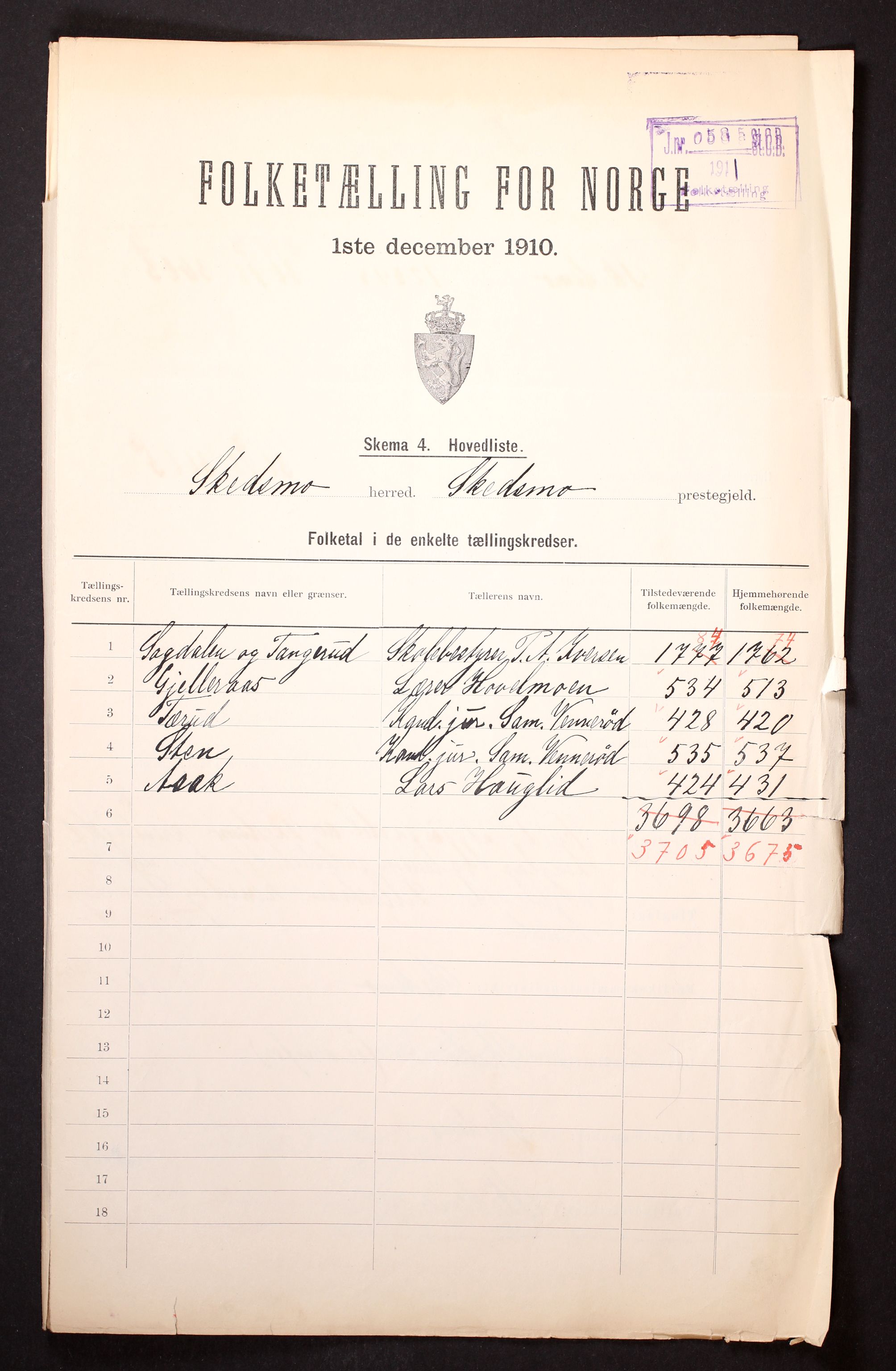 RA, 1910 census for Skedsmo, 1910, p. 2