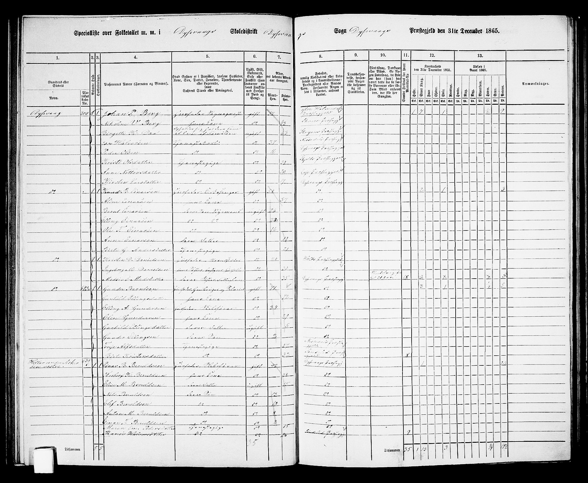 RA, 1865 census for Dypvåg, 1865, p. 79