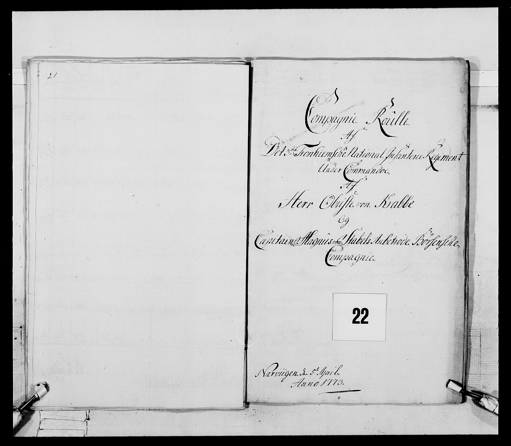 Generalitets- og kommissariatskollegiet, Det kongelige norske kommissariatskollegium, RA/EA-5420/E/Eh/L0085: 3. Trondheimske nasjonale infanteriregiment, 1773-1775, p. 130