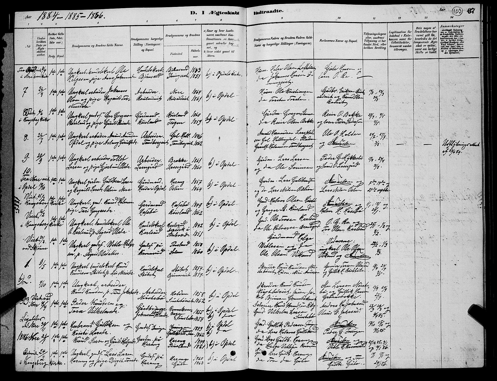 Nore kirkebøker, AV/SAKO-A-238/G/Gb/L0002: Parish register (copy) no. II 2, 1878-1894, p. 103